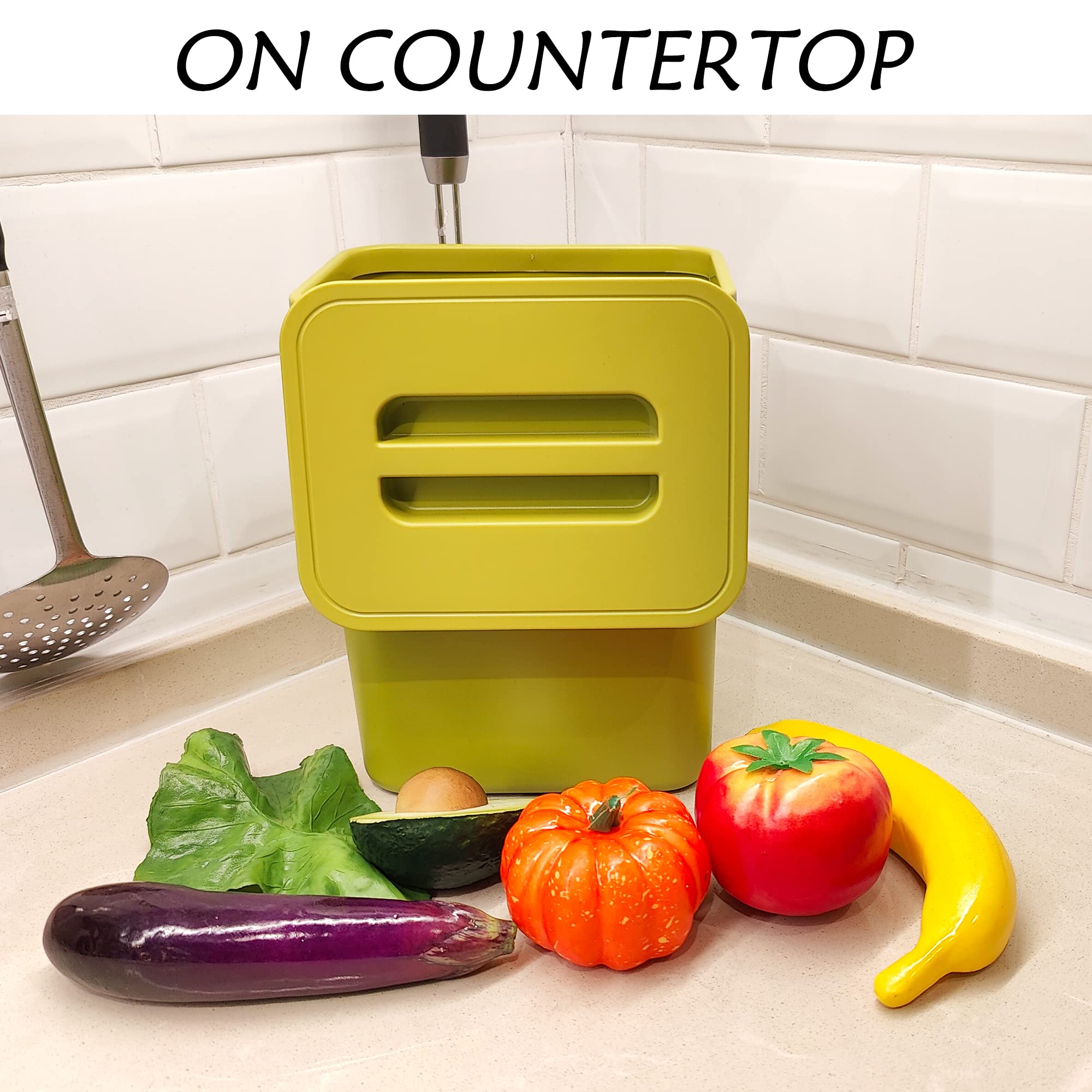 stonespace Small Kitchen Trash Can with Lid  Compost Bin Indoor Kitchen Sealed  Under Sink Trash Can  5 L/1.3 Gallon Plastic Trash Bin  Green