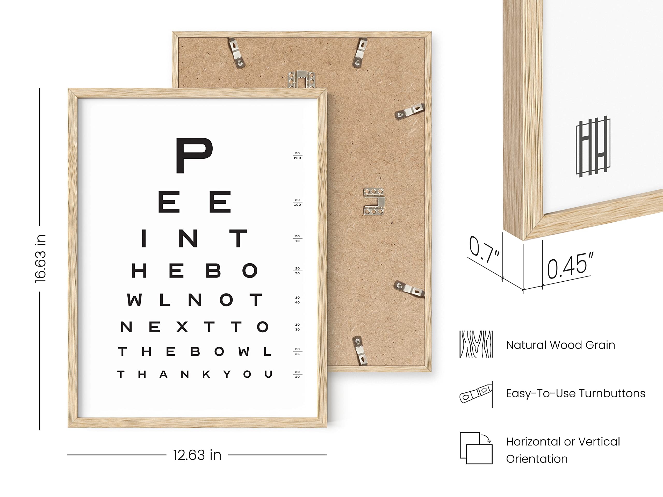 HAUS AND HUES Funny Bathroom Signs Wall Art - Eye Exam - 12" x 16" UNFRAMED