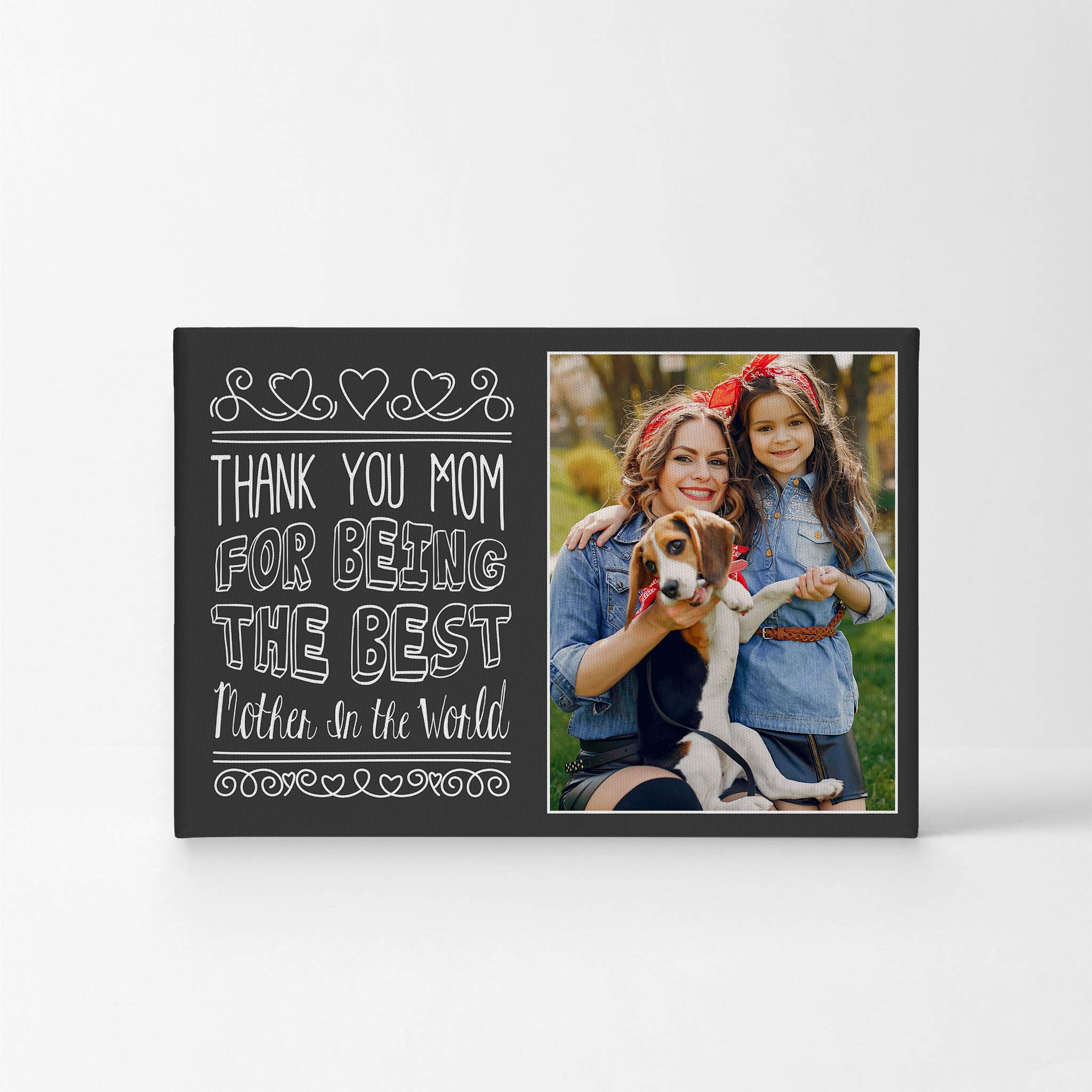 Smile Art Design Custom Photo Print Canvas Print with Your Photo Personalized Photo Thank You Mom for Being The Best Mother in World Quote Personalized Gifts for Moms 15x22 inches
