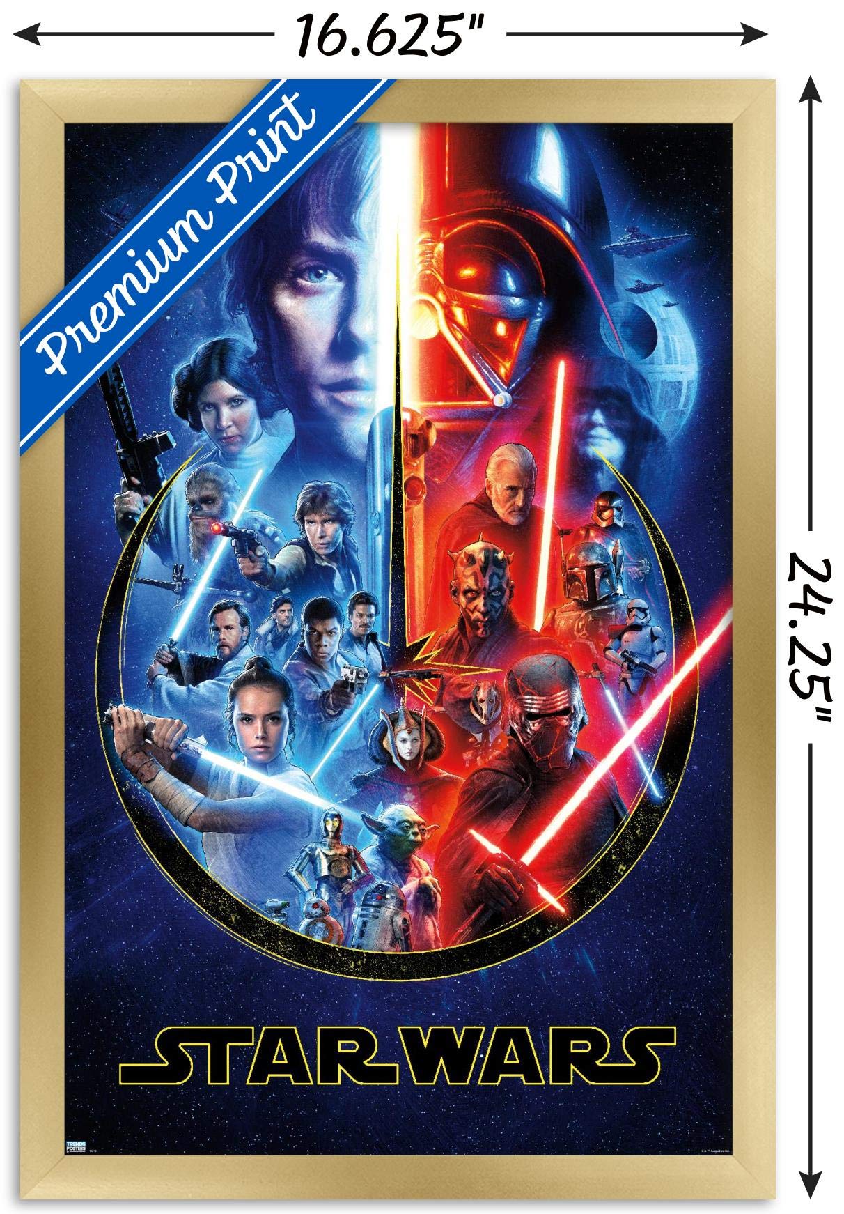 Trends International Star Wars - Skywalker Saga Wall Poster, 14.725'' X 22.375'', Gold Framed Version