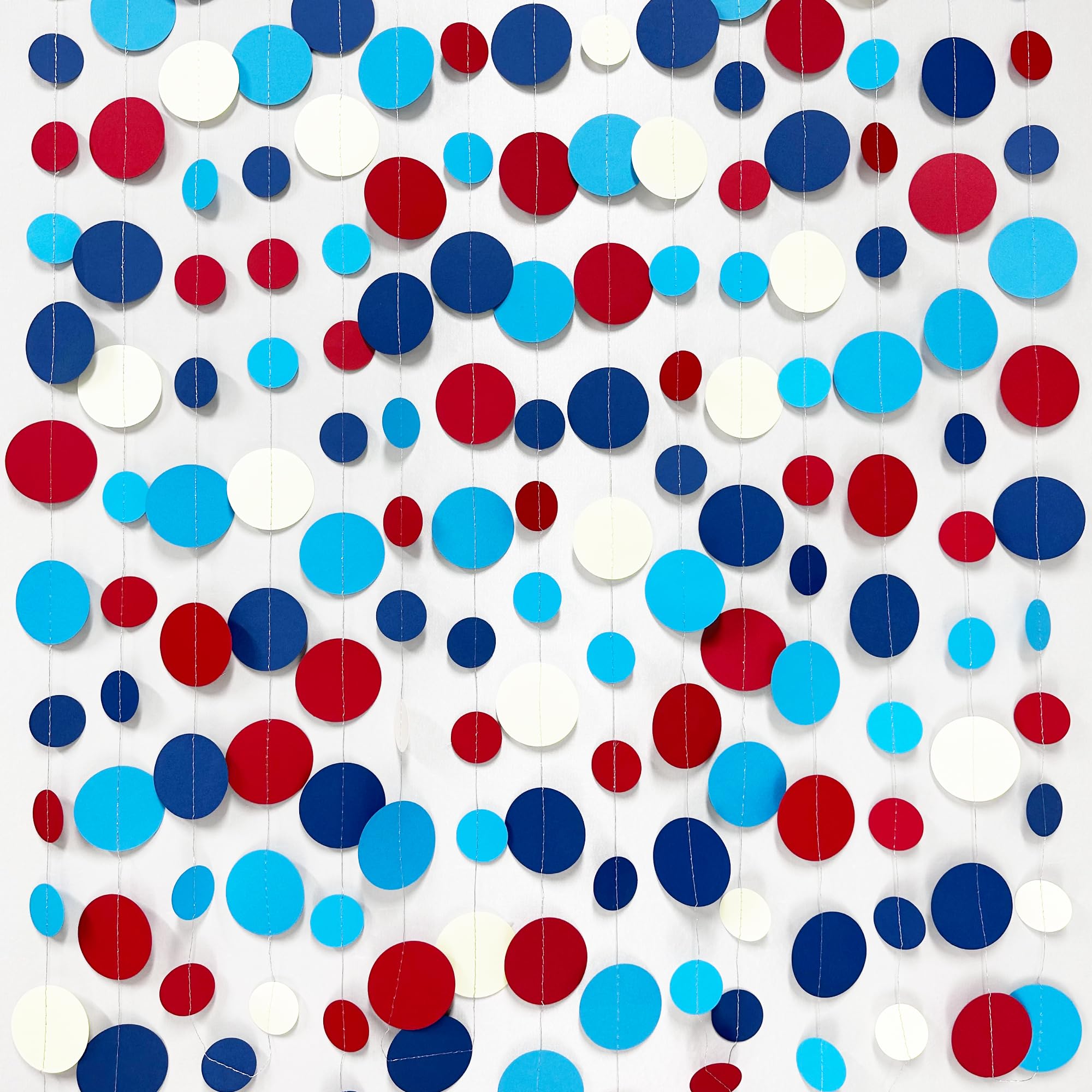 Nautical Party Decorations Circle Dot Garland Navy Blue Red White Hanging Paper Polka Dot Streamer For Nautical Pirate Ahoy Acho
