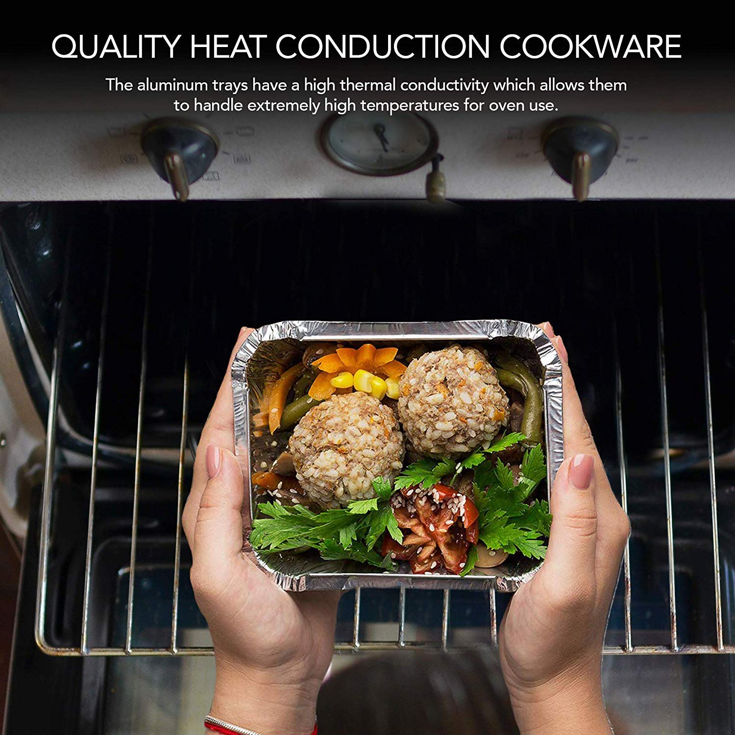Small Aluminum Pans Take Out Containers (50 Pack) 50 Foil Oblong Pans And 50 Cardboard Lids - 1 Lb Tin Pans - Disposable Food St