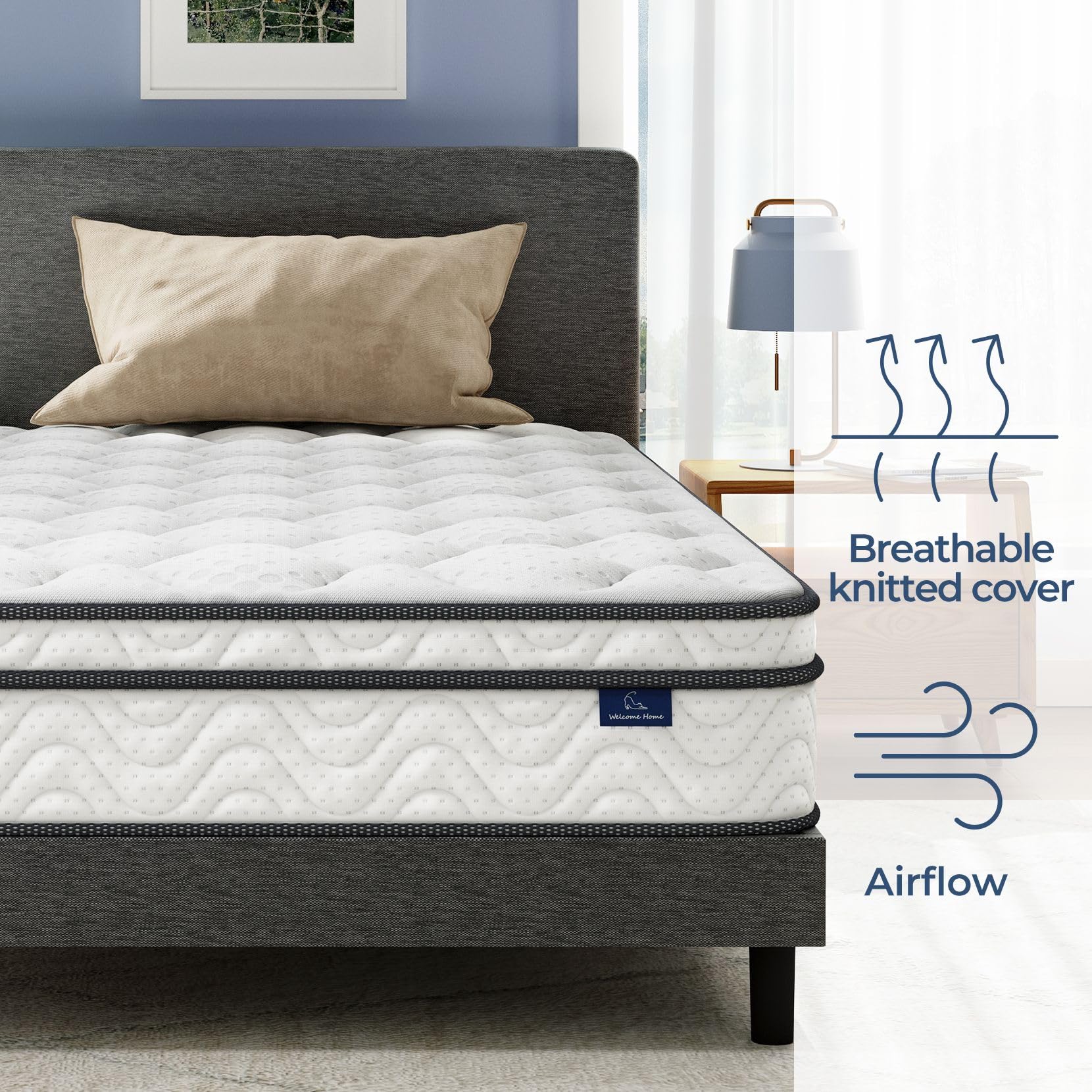 Vesgantti 8 Inch Multilayer Hybrid Full Mattress - Multiple Sizes & Styles Available  Ergonomic Design with Breathable Foam and Pocket Spring/Medium Plush Feel