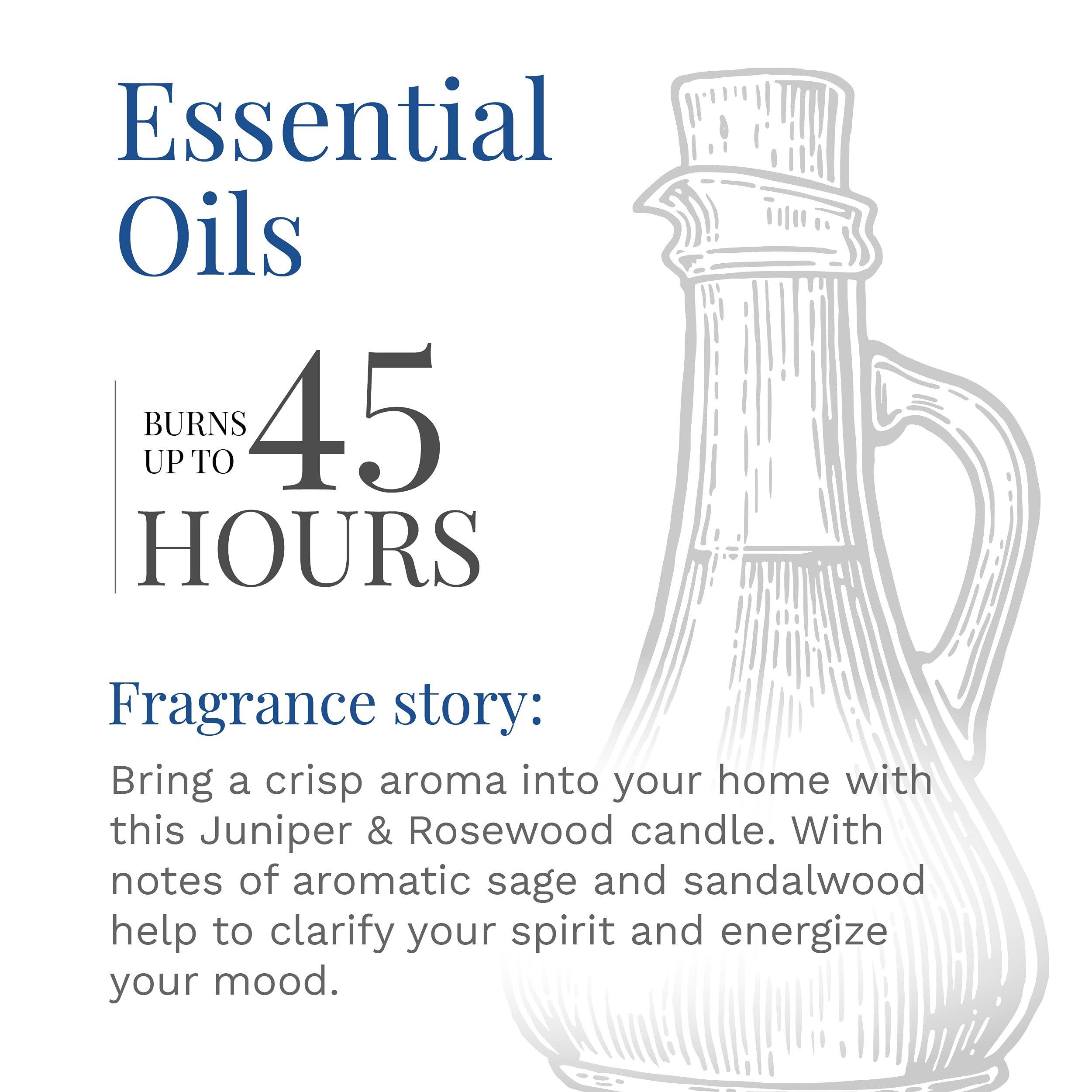 Essential Elements by Candle-lite Scented Candles, Juniper and Rosewood Fragrance, One 14.75 oz. Three-Wick Aromatherapy Candle
