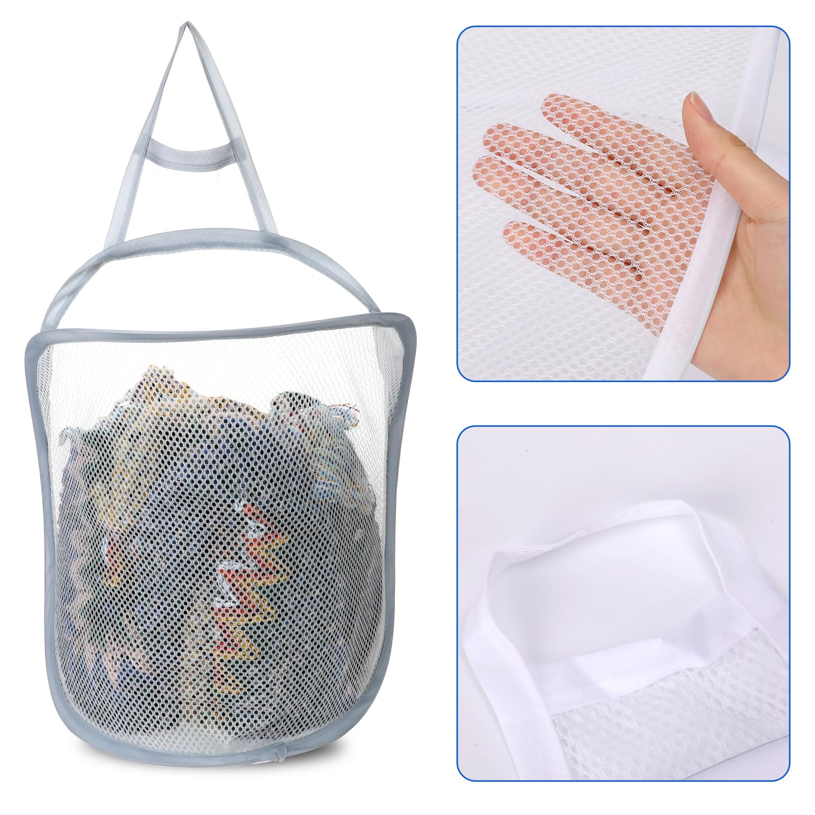 Mesh Hanging Laundry Hamper Space-Saving Laundry Bag Small Hanging Clothes Hamper Baskets Mesh Collapsible Door Laundry Hamper F