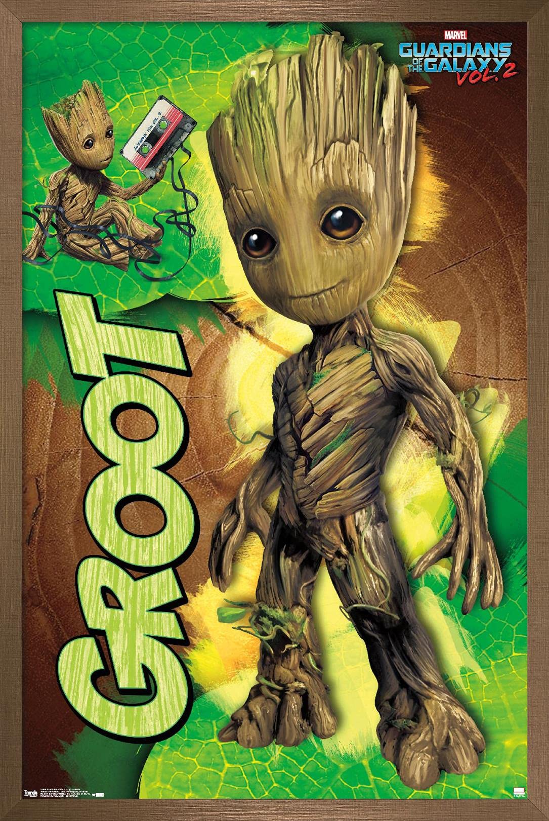 Trends International Marvel Cinematic Universe - Guardians Of The Galaxy 2 - Groot Wall Poster, 14.725'' X 22.375'', Bronze Fram