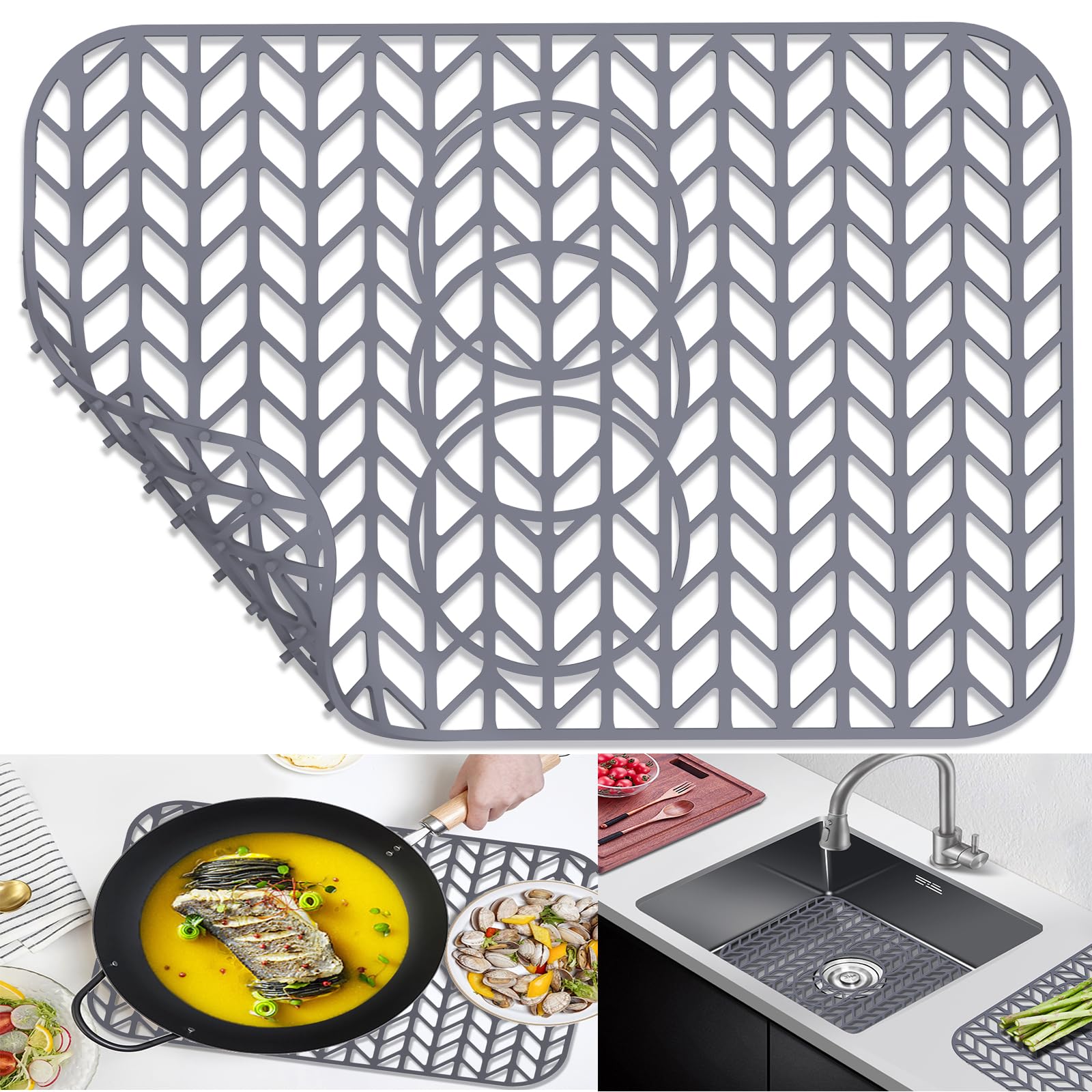 Awoke Sink Protectors For Kitchen Sink - 19''X 13'' Sink Mat - Heat Resistant Easy-Clean Silicone Sink Mat - For Protection Of S