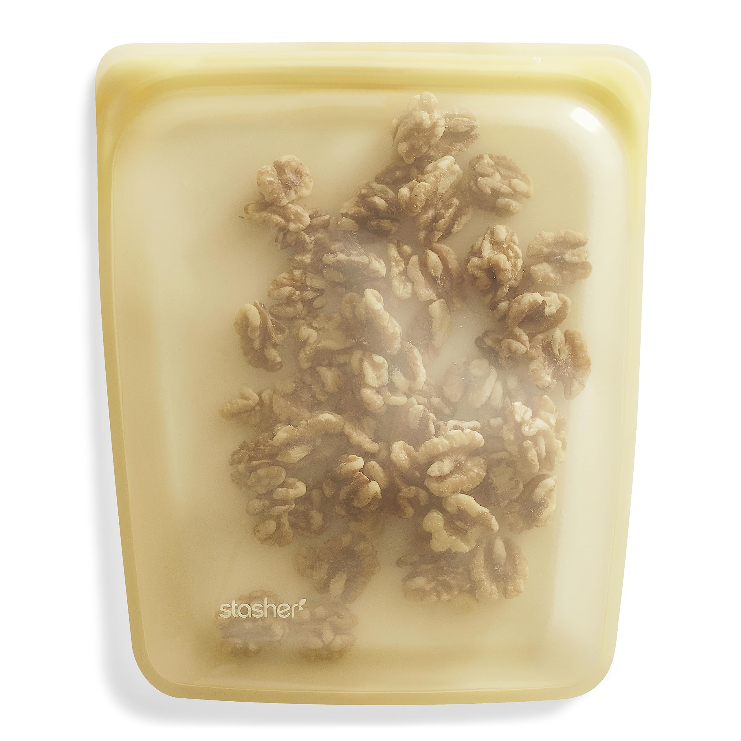 Stasher Platinum Silicone Food Grade Reusable Storage Bag, Yellow (1/2 Gallon) | Reduce Single-Use Plastic | Cook, Store, Sous V