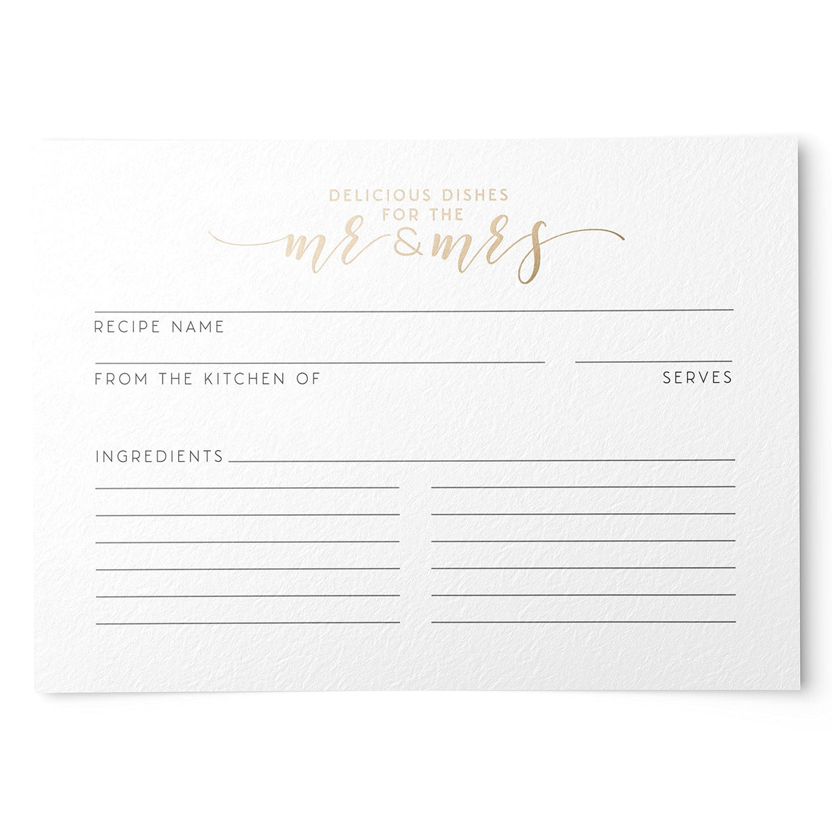Dashleigh 50 Gold Foil Mr & Mrs Newlywed Recipe Cards From, 4X6 Inches, Double-Sided