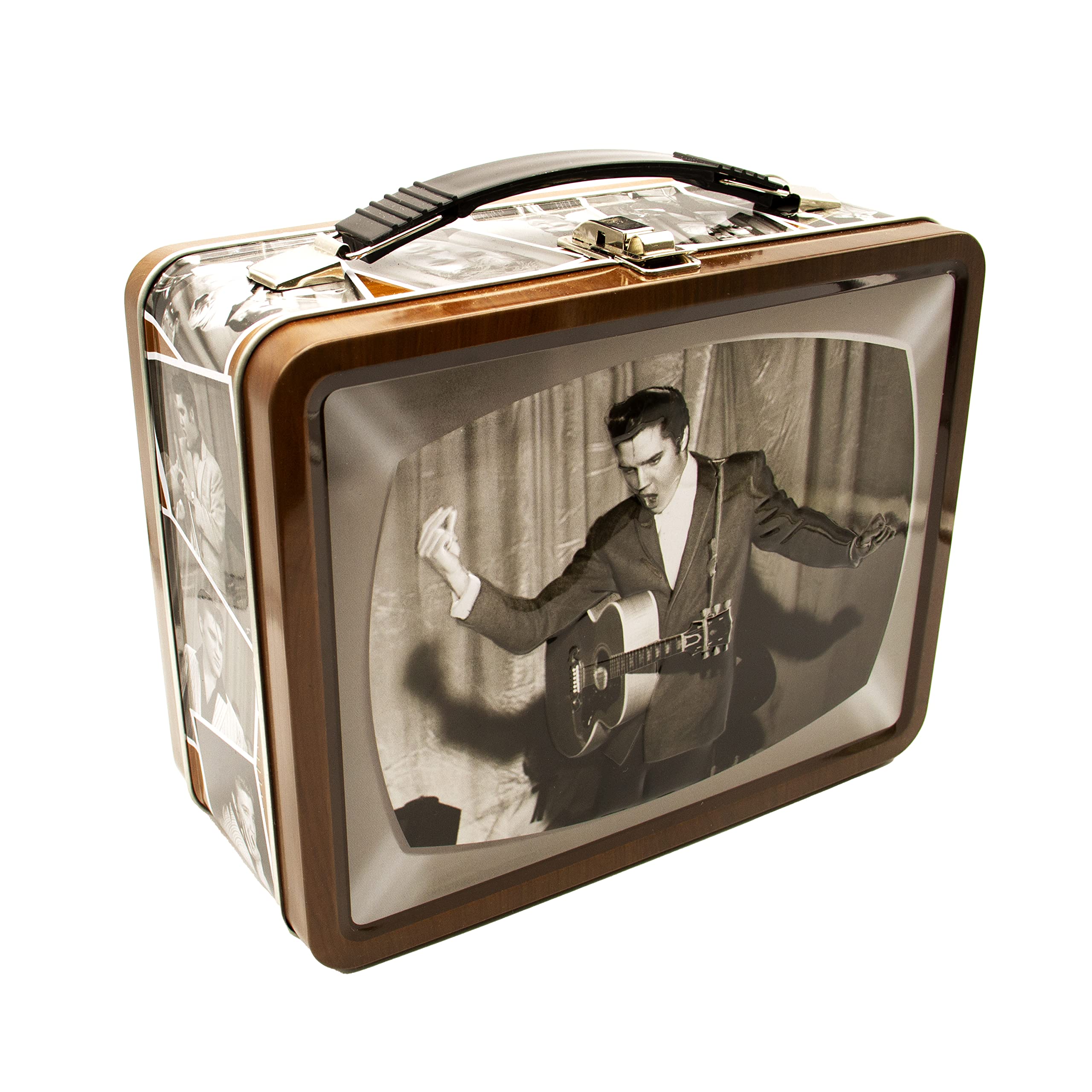 Aquarius Elvis Tv Fun Box - Sturdy Tin Storage Box With Plastic Handle & Embossed Front Cover - Officially Licensed Elvis Mercha