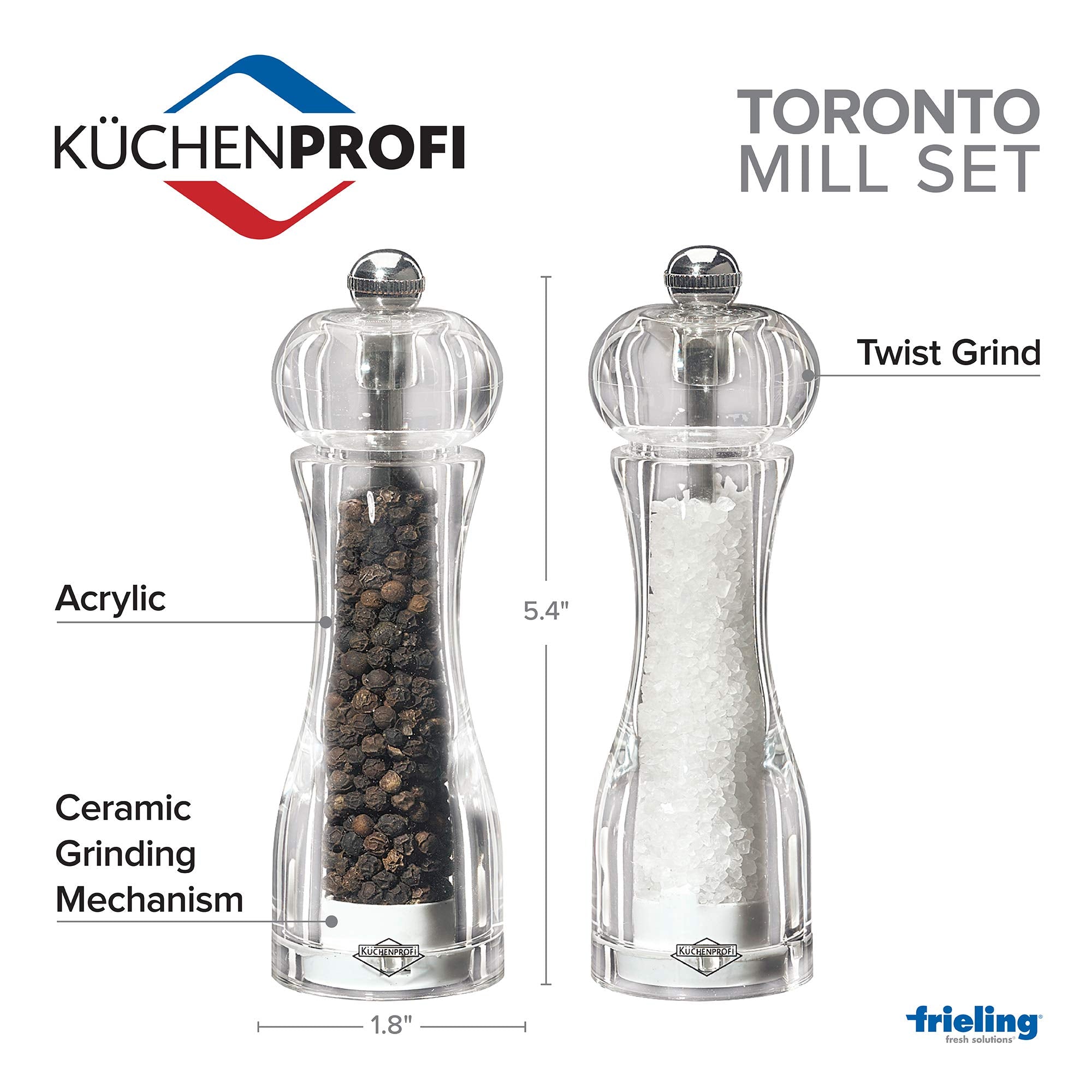 Kchenprofi Toronto Mill Set, 5.5-Inch, Clear Acrylic