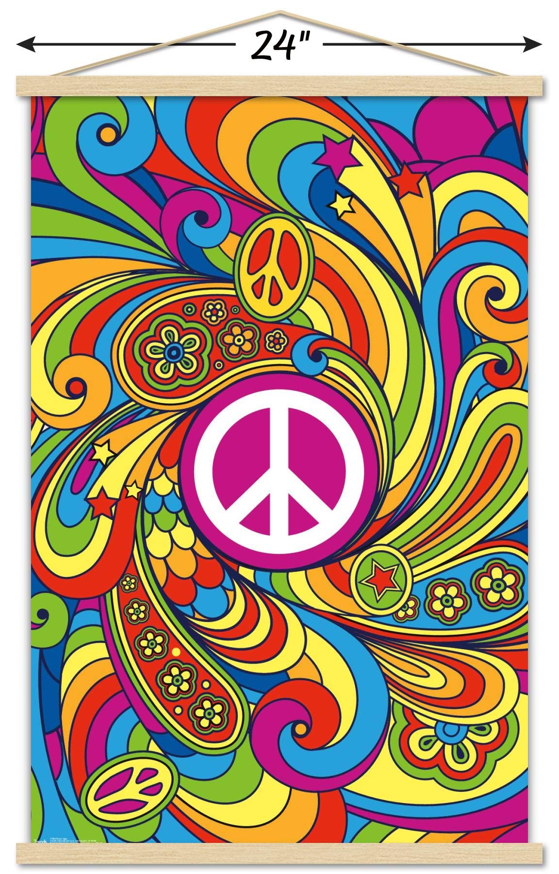 Trends International Peace Sign Wall Poster, 22.375'' X 34'', Print And Beechwood Hanger Bundle