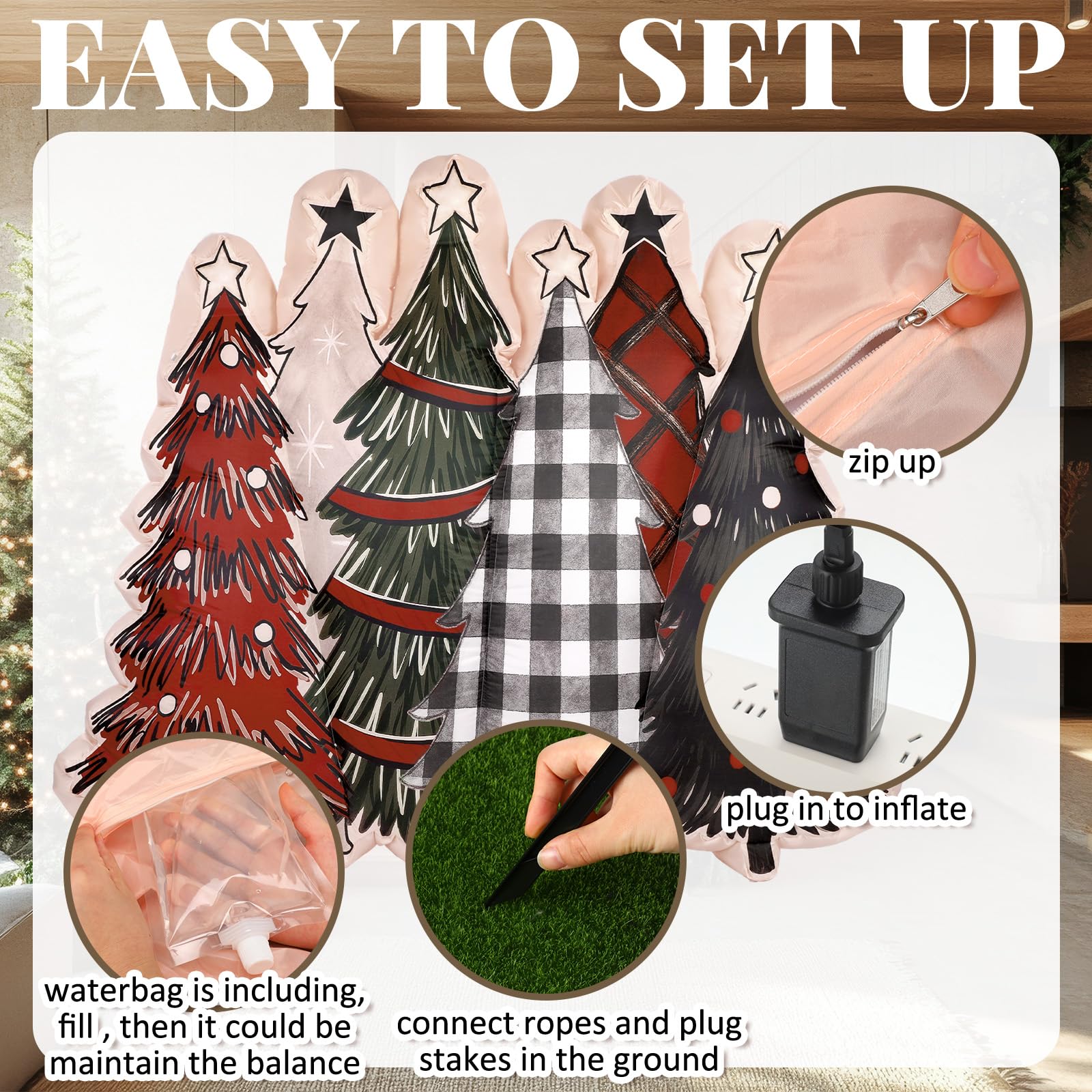 Halloscume 7 ft Christmas Tree Inflatable Outdoor Decorations Blow up Giant Xmas Tree with Built in LED Lights Treetop Star for