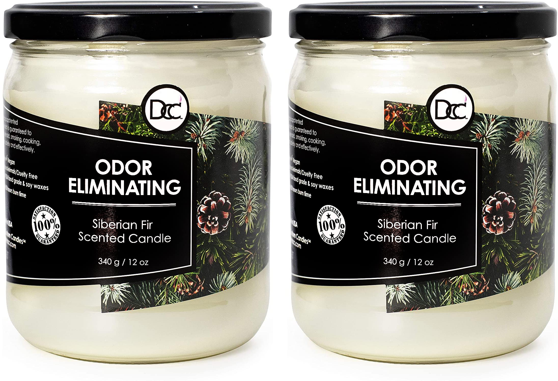 Siberian Fir Two Pack Odor Eliminating Highly Fragranced Candle - Eliminates 95% of Pet, Smoke, Food, and Other Smells Quickly -