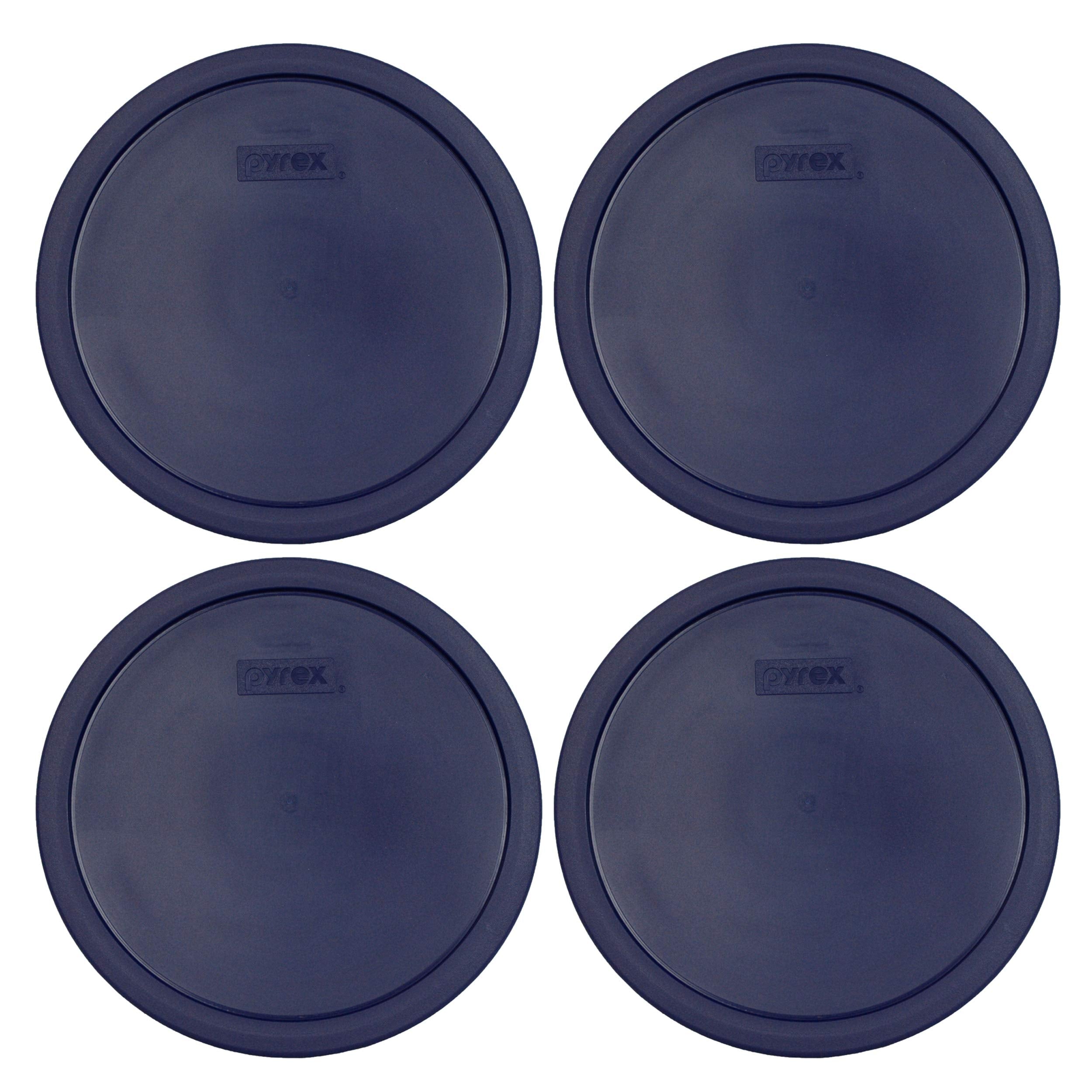 Pyrex 7403-Pc Dark Blue 10 Cup (2.5Qt) Sculptured Mixing Bowl Plastic Lid, Made In Usa - 4 Pack