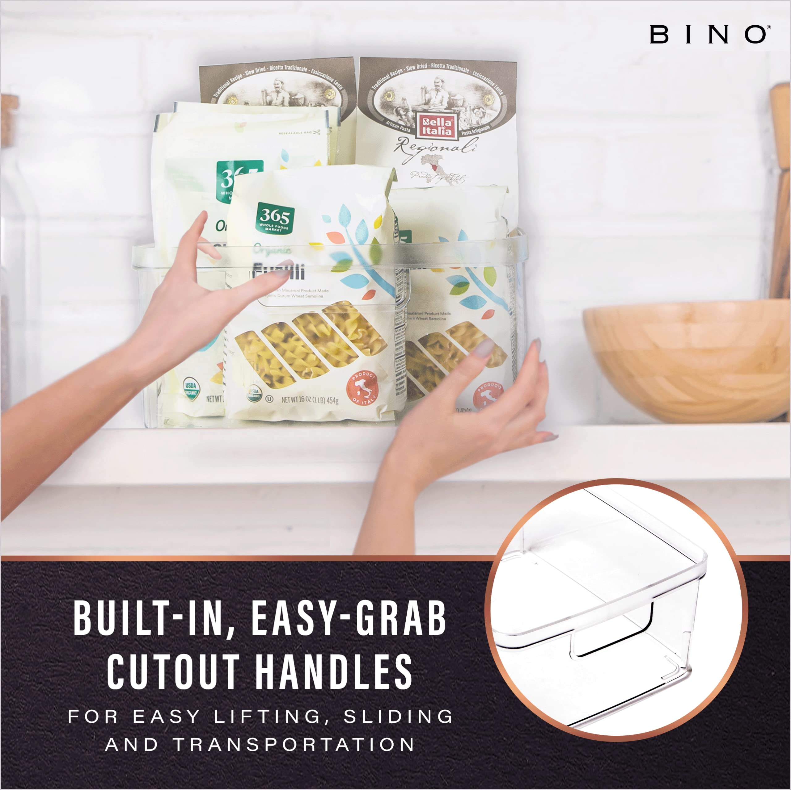 Bino | Plastic Bins, Large - 2 Pack | The Lucid Collection | Multi-Use| Built-In Handles | Bpa-Free | Clear Storage Containers |