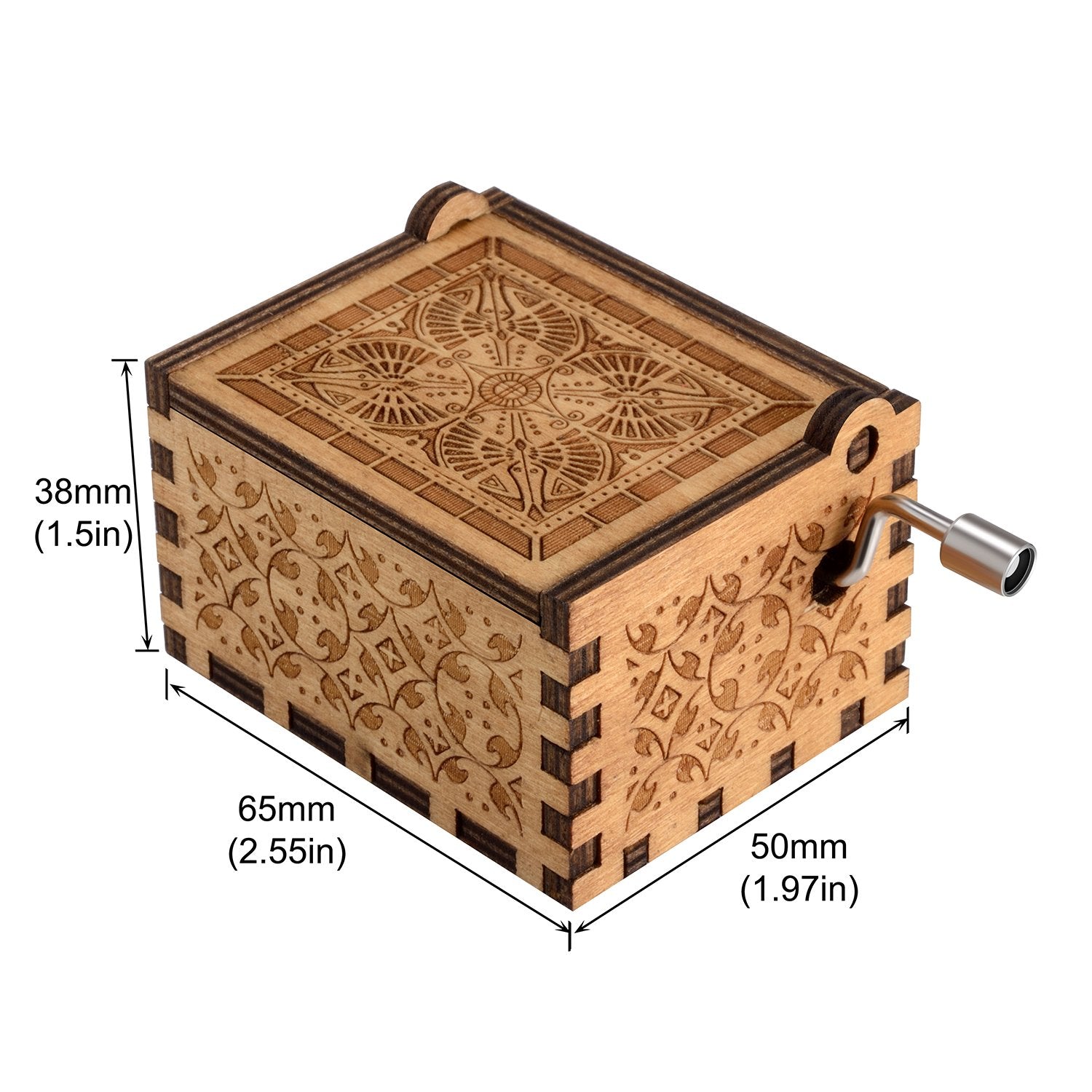 Huntmic Wooden Beauty and The Beast Music Box, Hand Crank Classic Antique Carved Wood Musical Boxes Birthday Gift for Kids Child