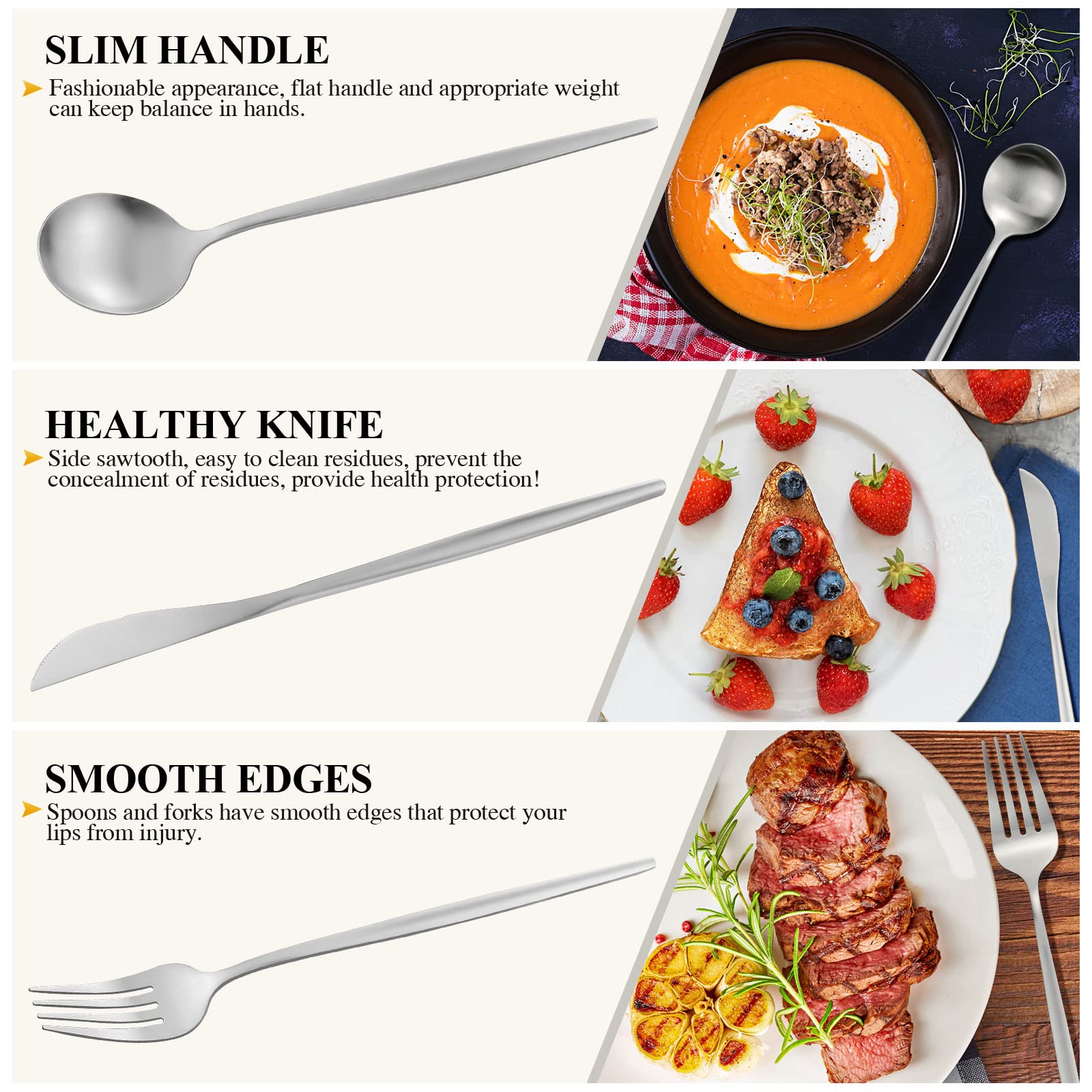 Silverware Set For 8, 40 Piece Flatware Set, Cutlery Tableware Set Include Spoons And Forks Set, Stainless Steel Utensil Set, Ma