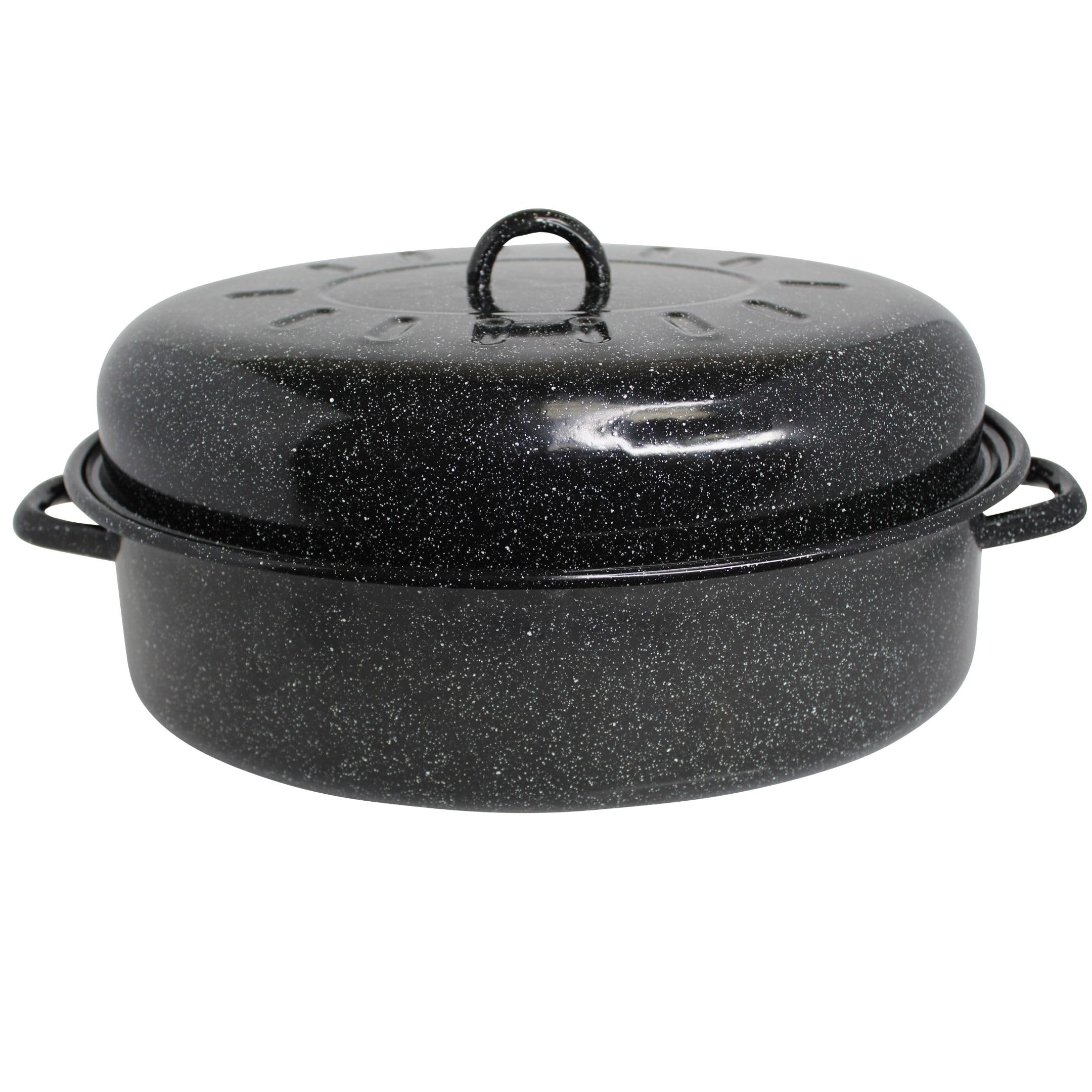 Mirro 18'' Black Covered Oval Roaster With Lid