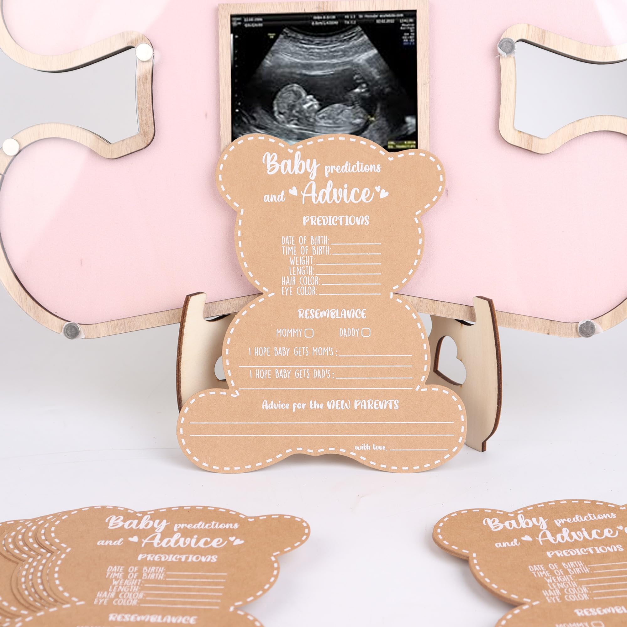 Baby Shower Games - Boy Or Girl - We Can Bearly Wait Teddy Bear Baby Shower Advice Cards For Parents To Be - Set Of 50 - Woodlan