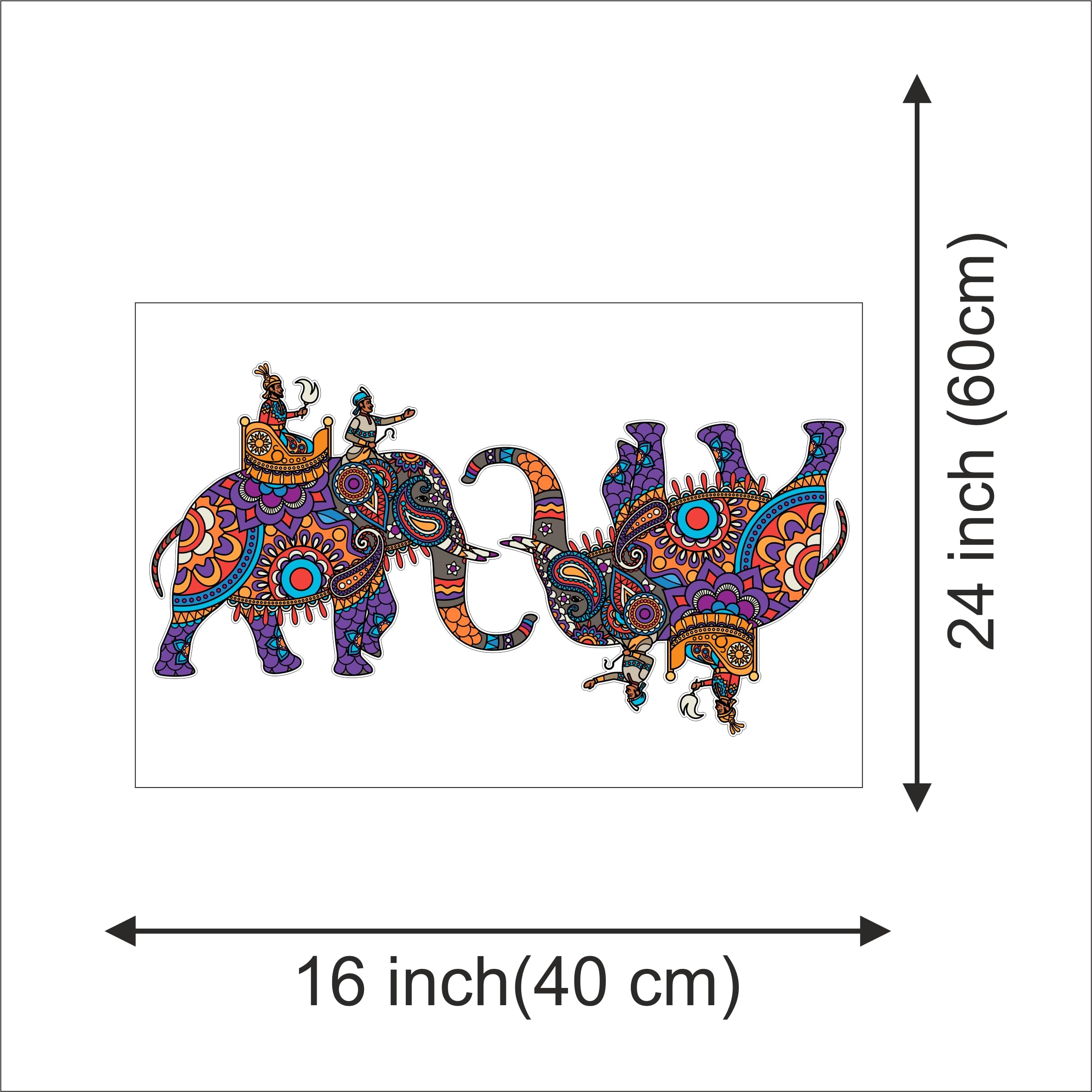 decor plus decal Decorative Elephant Parade Wall Sticker self Adhesive vinyle in Size 40x60 cm (16x24_inch)