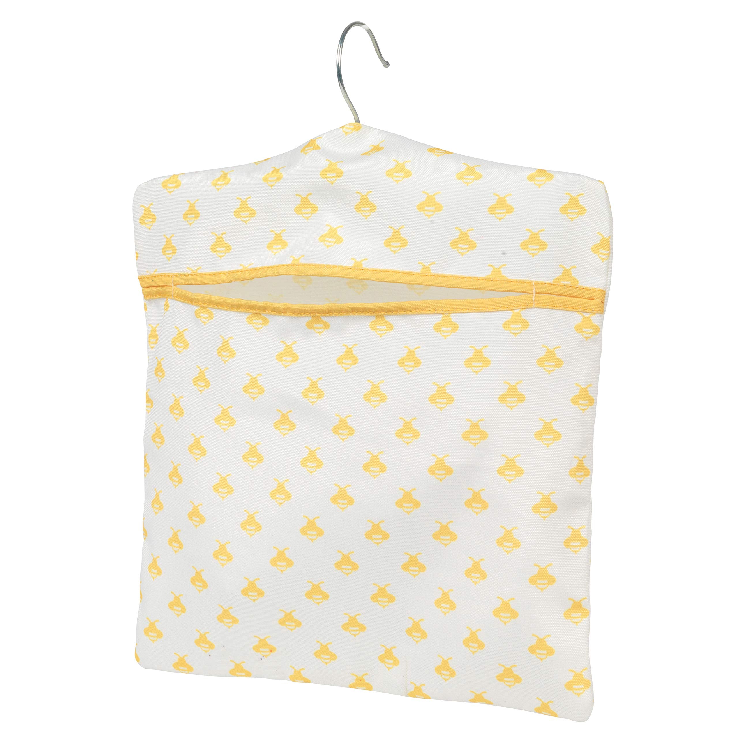 Kleeneze Kl081575Eu7 Busy Bee Hang On The Line Peg Bag, Easy Hanging Hook, Holds Up To 50 Pegs, 33 X 30Cm, Yellow/White