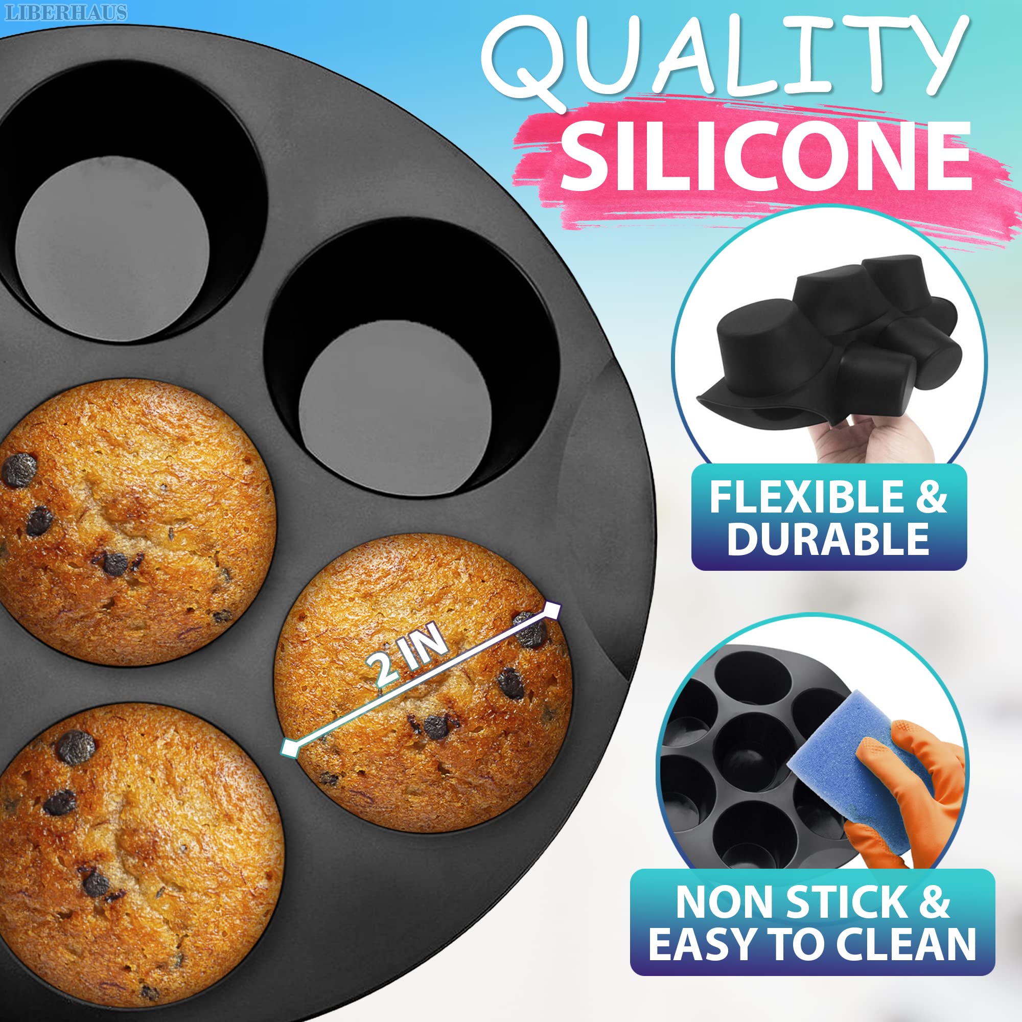 Air Fryer Silicone Cupcake Pan - 3.5-5.8L Air Fryer Egg Bites Mold Nonstick Muffin Pan Egg Cups Molds Silicone Muffin Pan For Ai