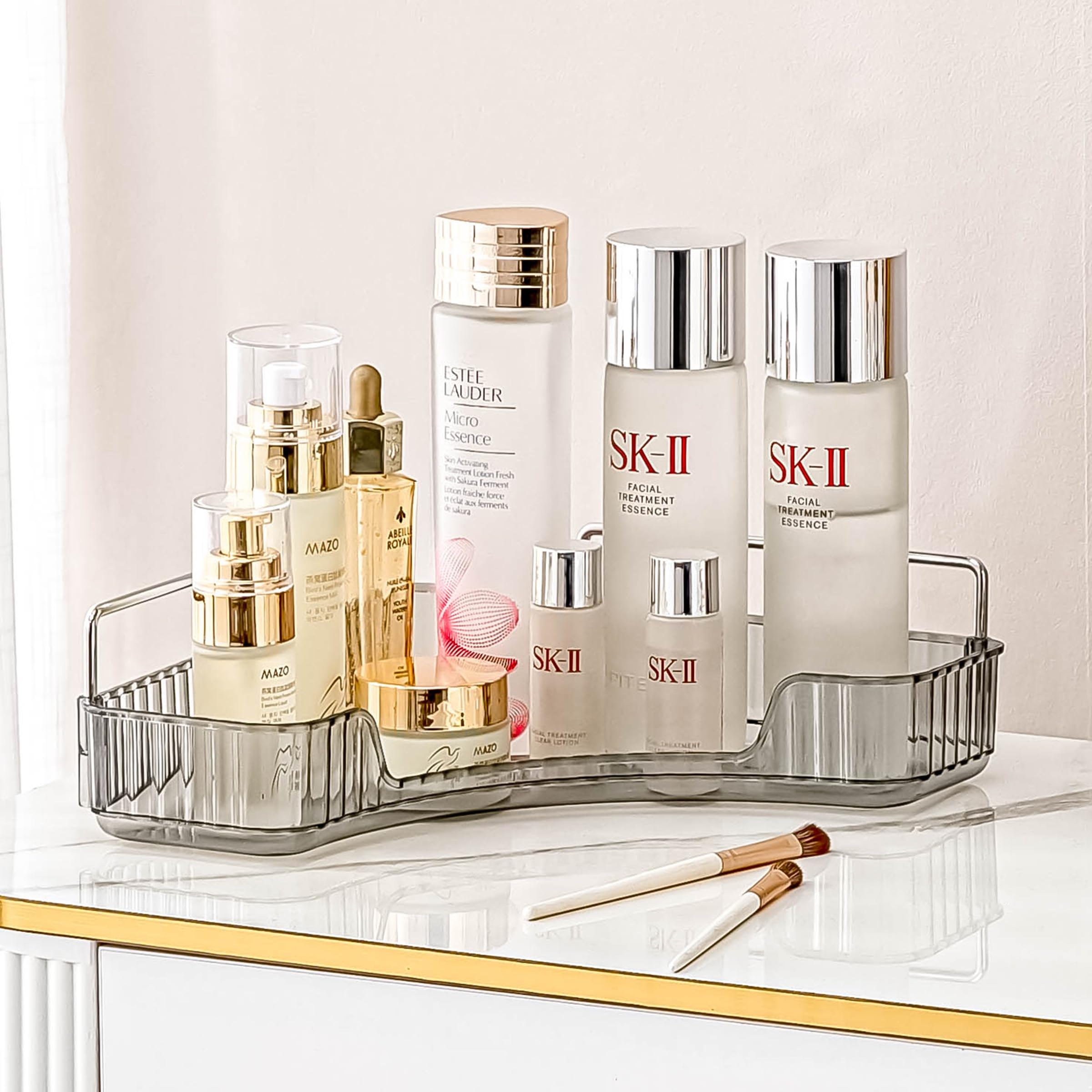 Invssene Corner Bathroom Countertop Organizer, 1 Tier Vanity Trays For Bathroom Counter, Makeup Organizer, Perfume Tray, Kitchen