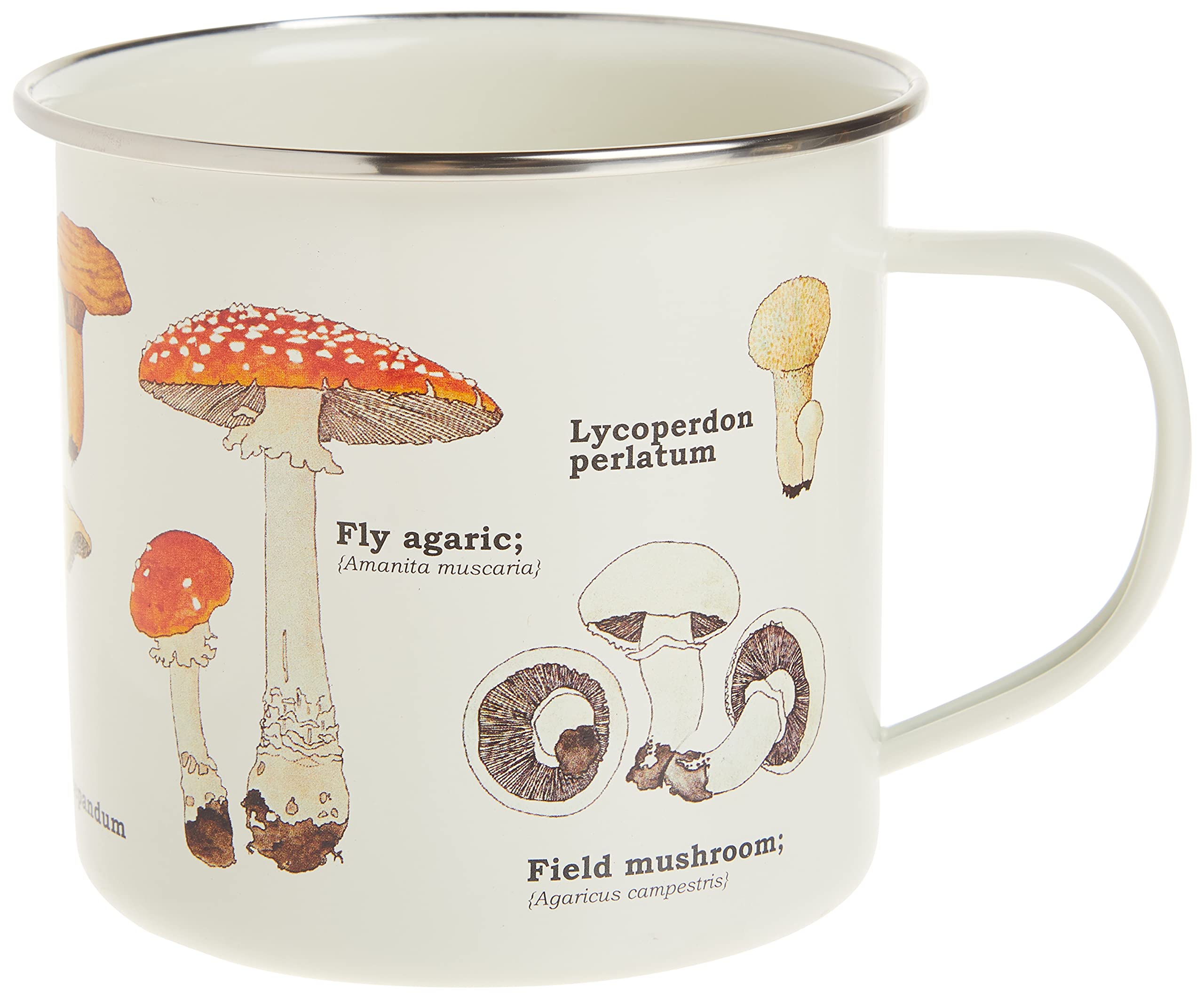 Gift Republic Mushroom Enamel Mug Outdoor Camping Mug Large Metal Coffee Cup Woodland Foraging Hiking Gift Cute Design Durable D