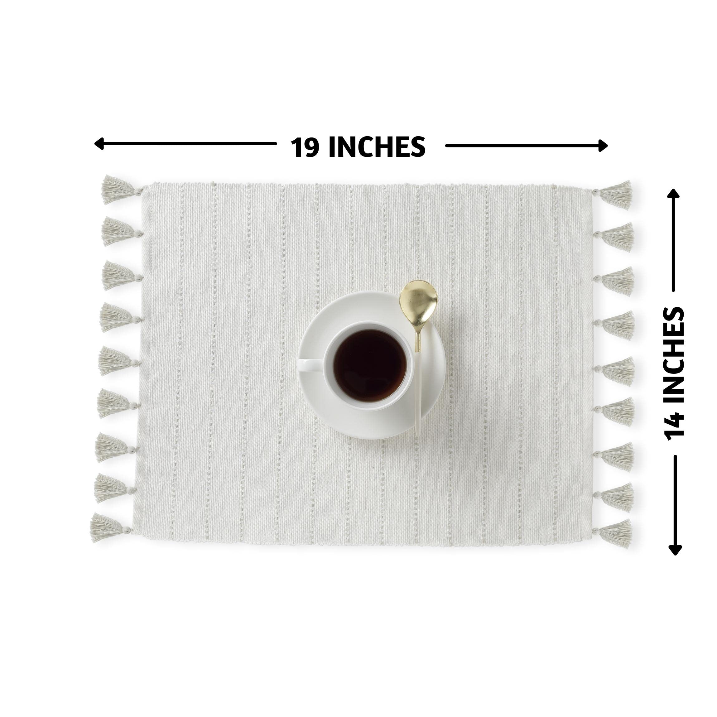 Folkulture Woven Placemats Set Of 6, 14 X19 Inches Spring Table Mats For Farmhouse Dining Table D