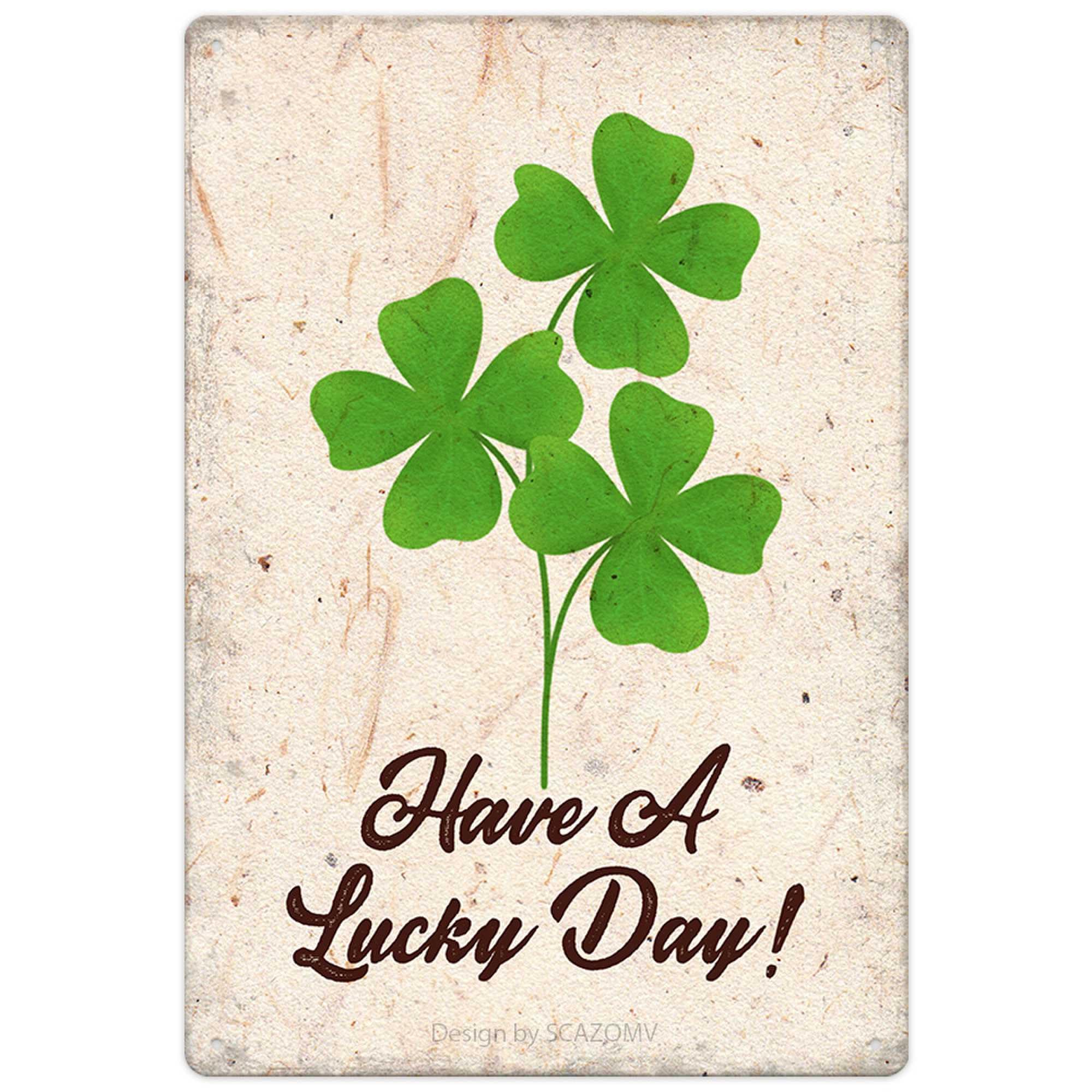 Have A Lucky Day Quote Metal Sign Irish Decor Green Shamrock Print Art Poster Wall Hanging Sign St Patrick Day Lucky House Sign 
