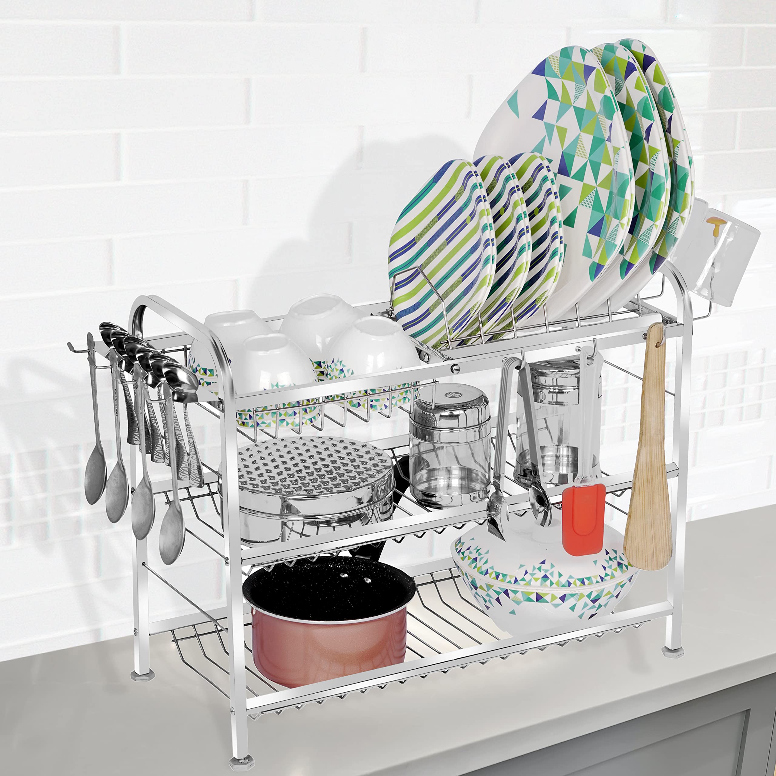 Palomino Opal 18X21 Inch Wall Mount Kitchen Utensils Dish Rack | Stainless Steel Utensil Rack/Stand | Dish Stand/Holder | Kitche