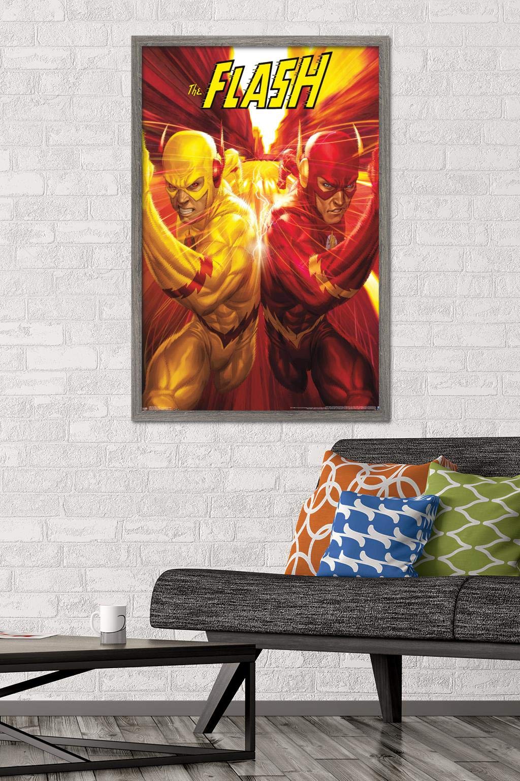Trends International Dc Comics - The Flash And The Reverse Flash - Race Wall Poster, 22.375'' X 34'', Barnwood Framed Version