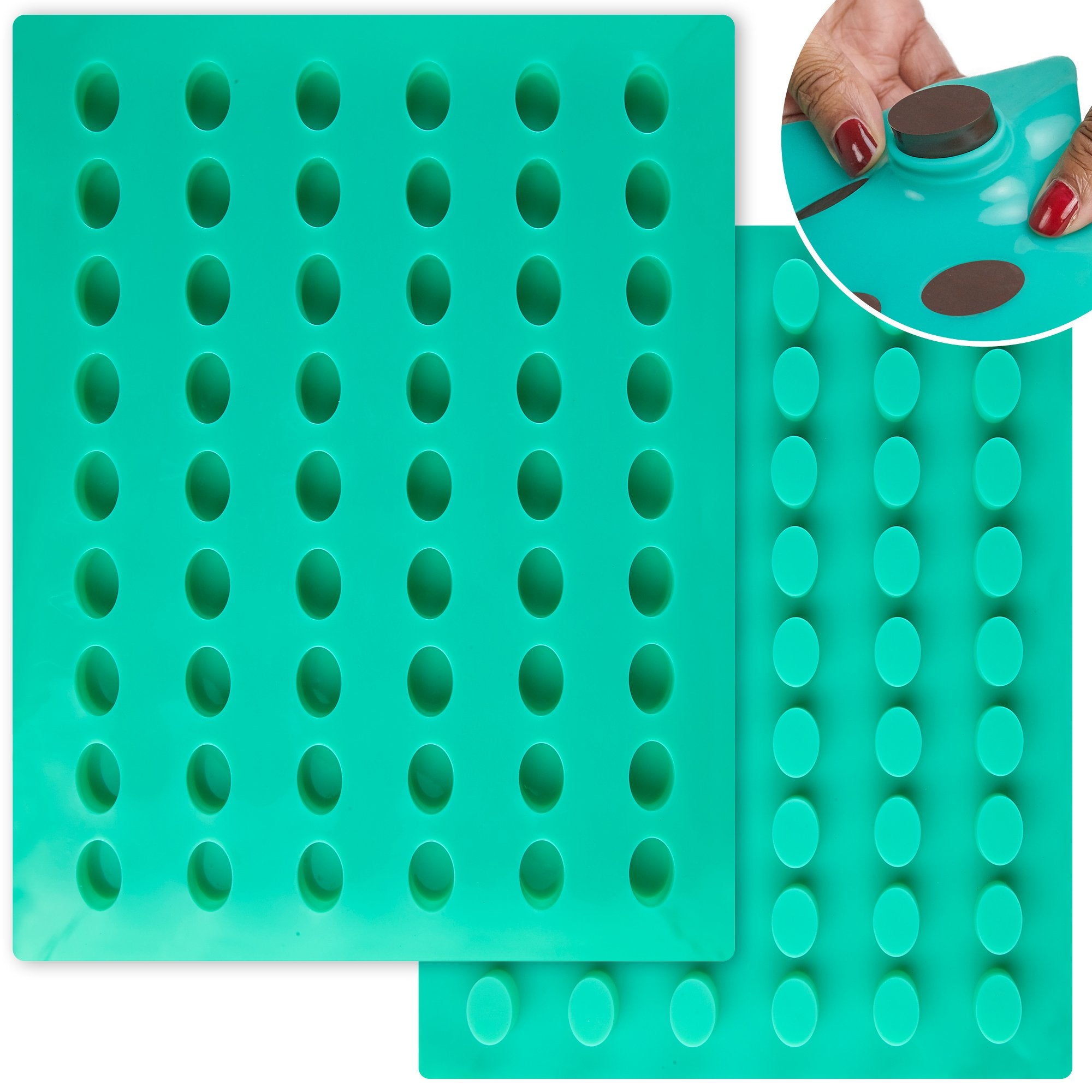 Product image OCreme Oval Candy Tablet Silicone Mold for Chocolate Truffles, Ganache, Jelly, Pralines, and Caramels