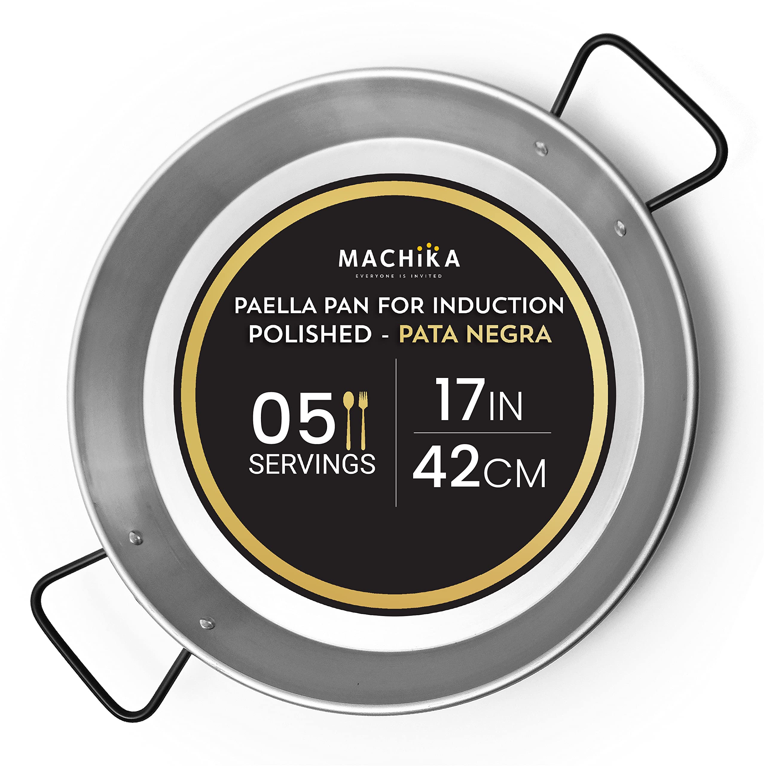 Machika Carbon Steel Pan | Professional Induction Cookware | Premium Polished Skillet For Cooking Mediterranean Food, Steaks & M