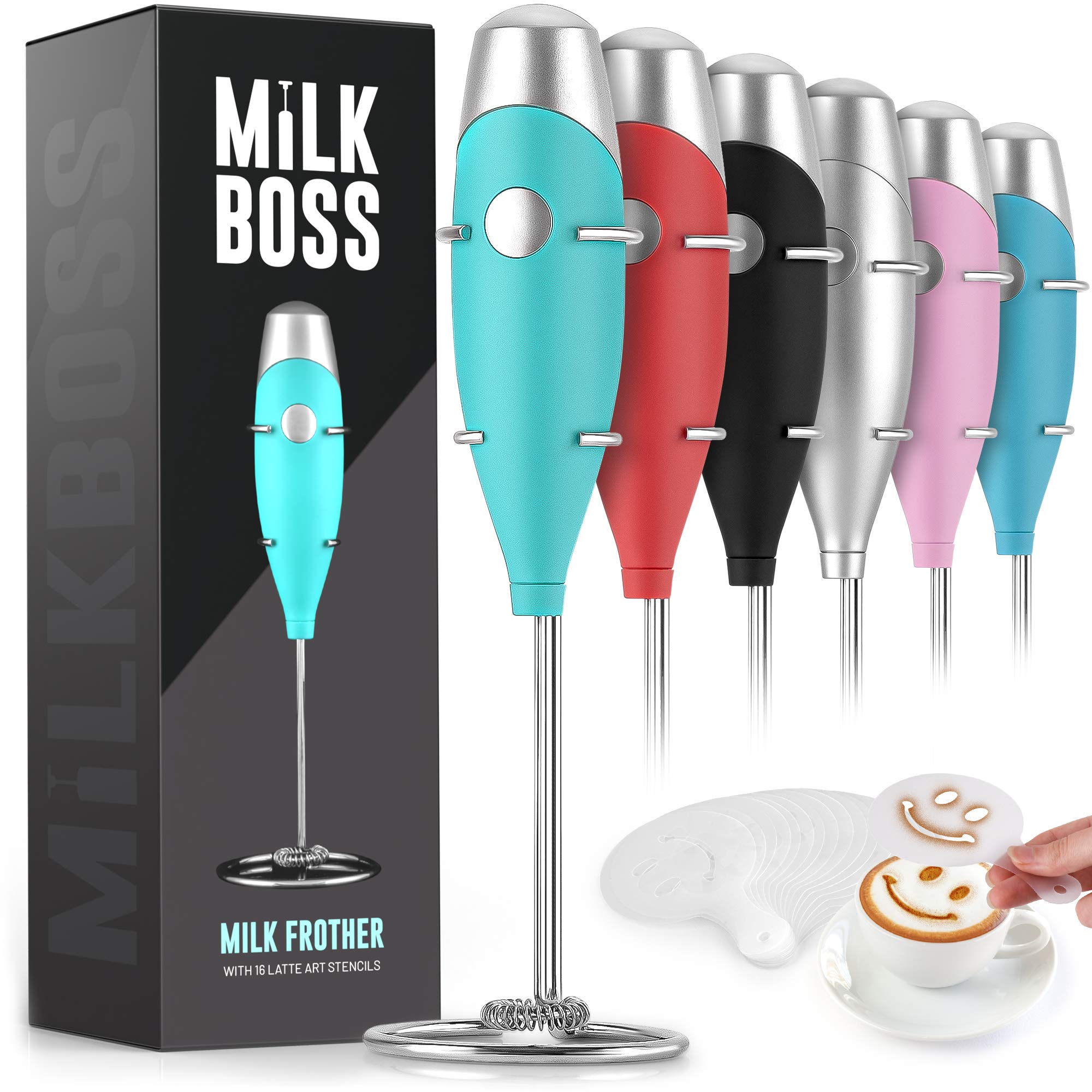 Milk Boss Mighty Milk Frother Handheld Whisk Mixer - Coffee Frother Electric Handheld Foam Maker & Frother For Coffee - Portable