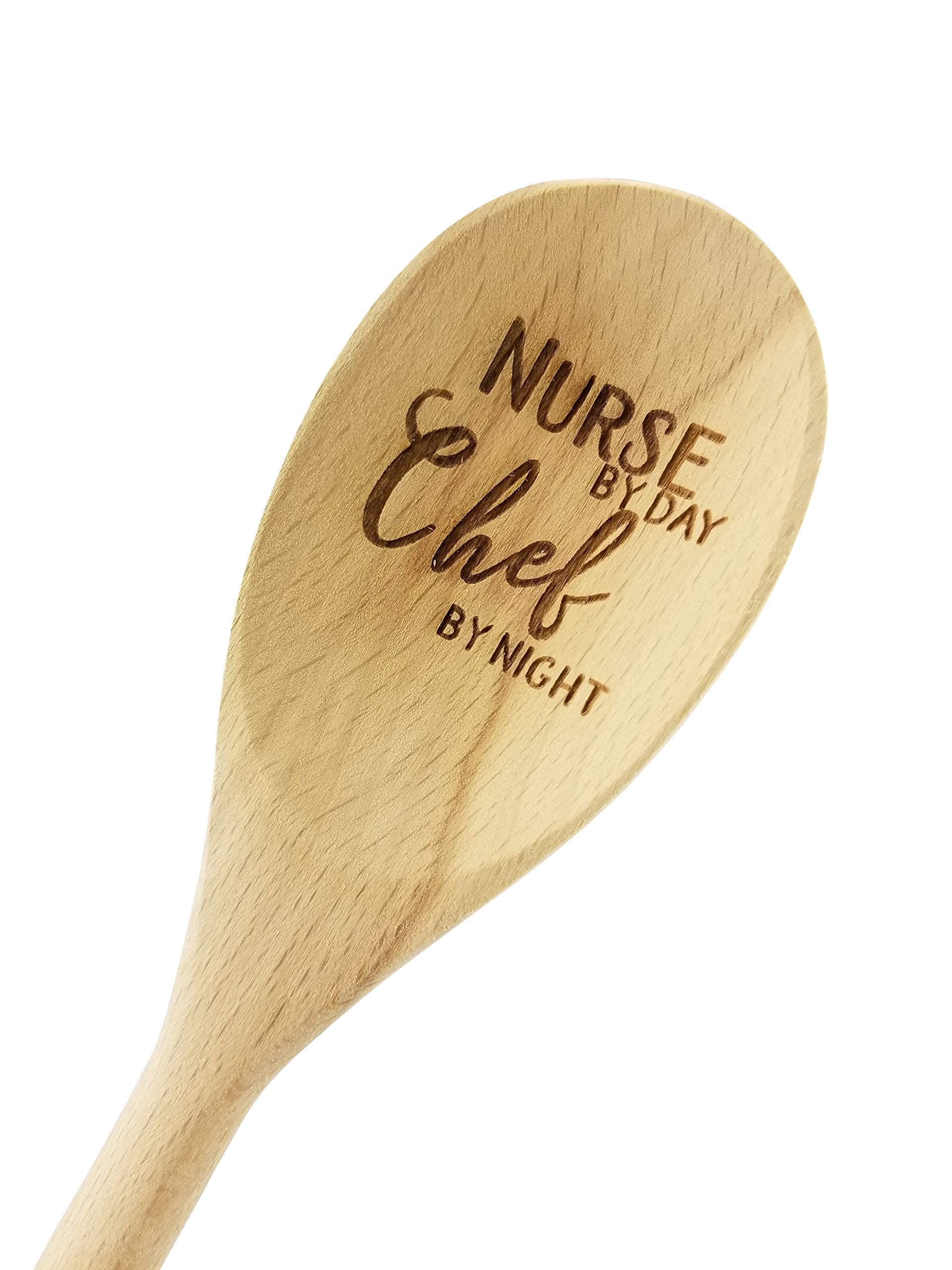 Wedding Collectibles Nurse By Day Chef By Night Wooden Spoon (14    Long) Engraved Serving Kitchen Accessory | Smooth, Natural B