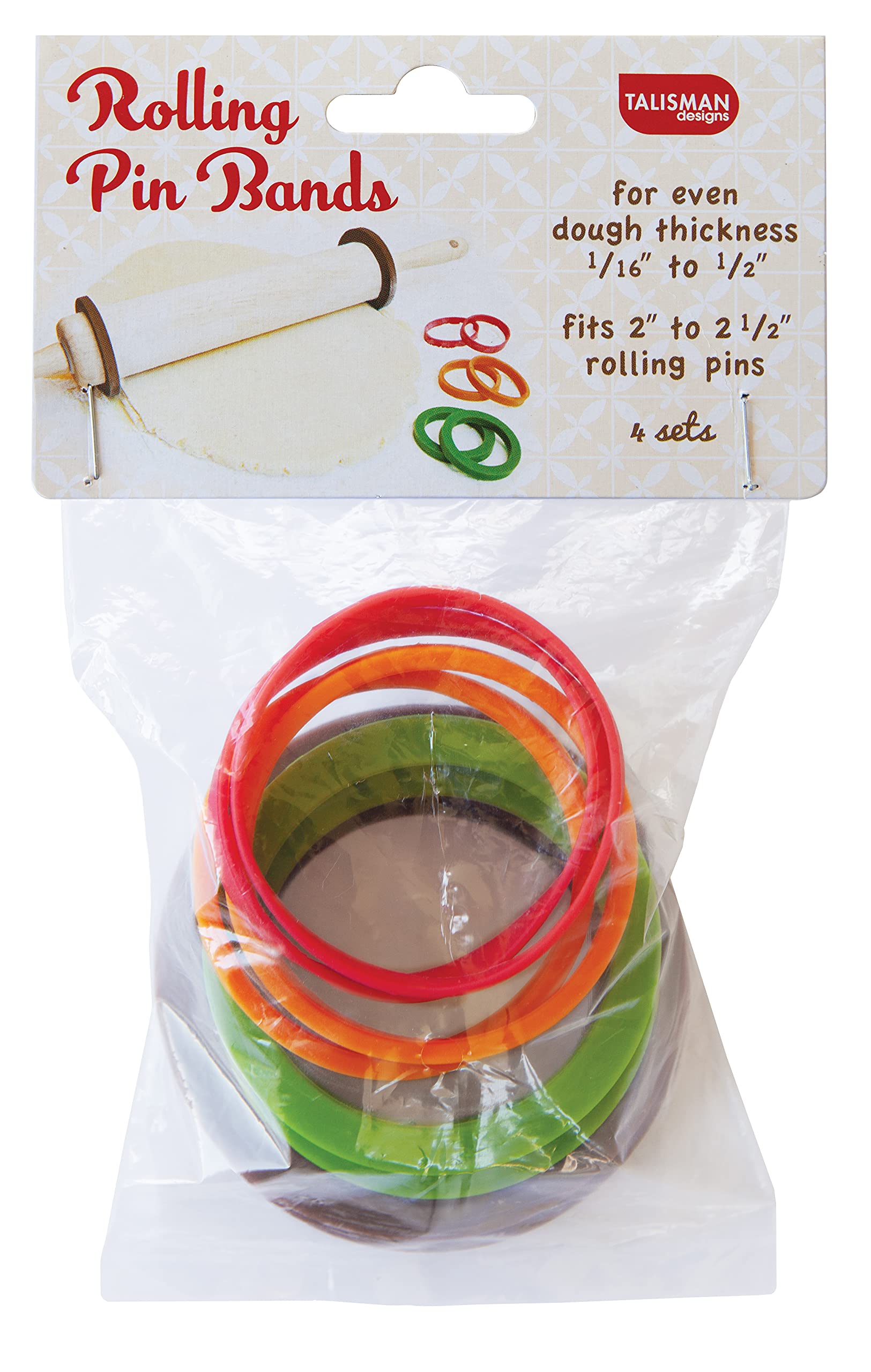 Talisman Designs Silicone Rolling Pin Bands | 8 Piece Set | Ensure Dough Thickness | Baking Accessories | Rolling Pin Rings | Ba