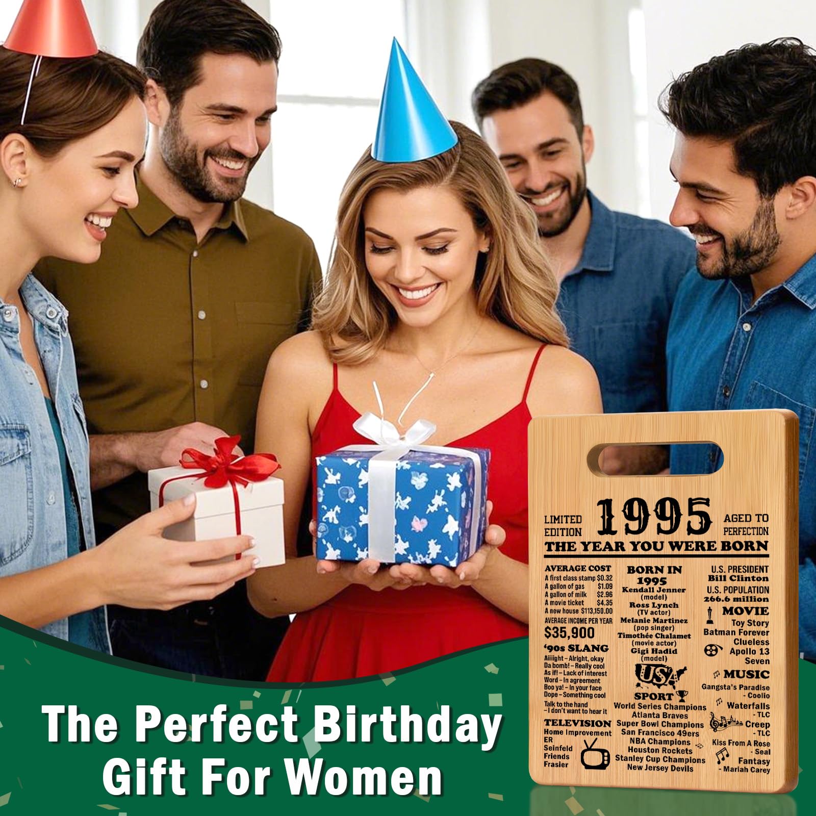 30th Birthday Gifts for Women Men, 1995 Cutting Board 30th Birthday Gifts for Her Him, Happy Birthday 30 Years Old Gifts 30th Bi