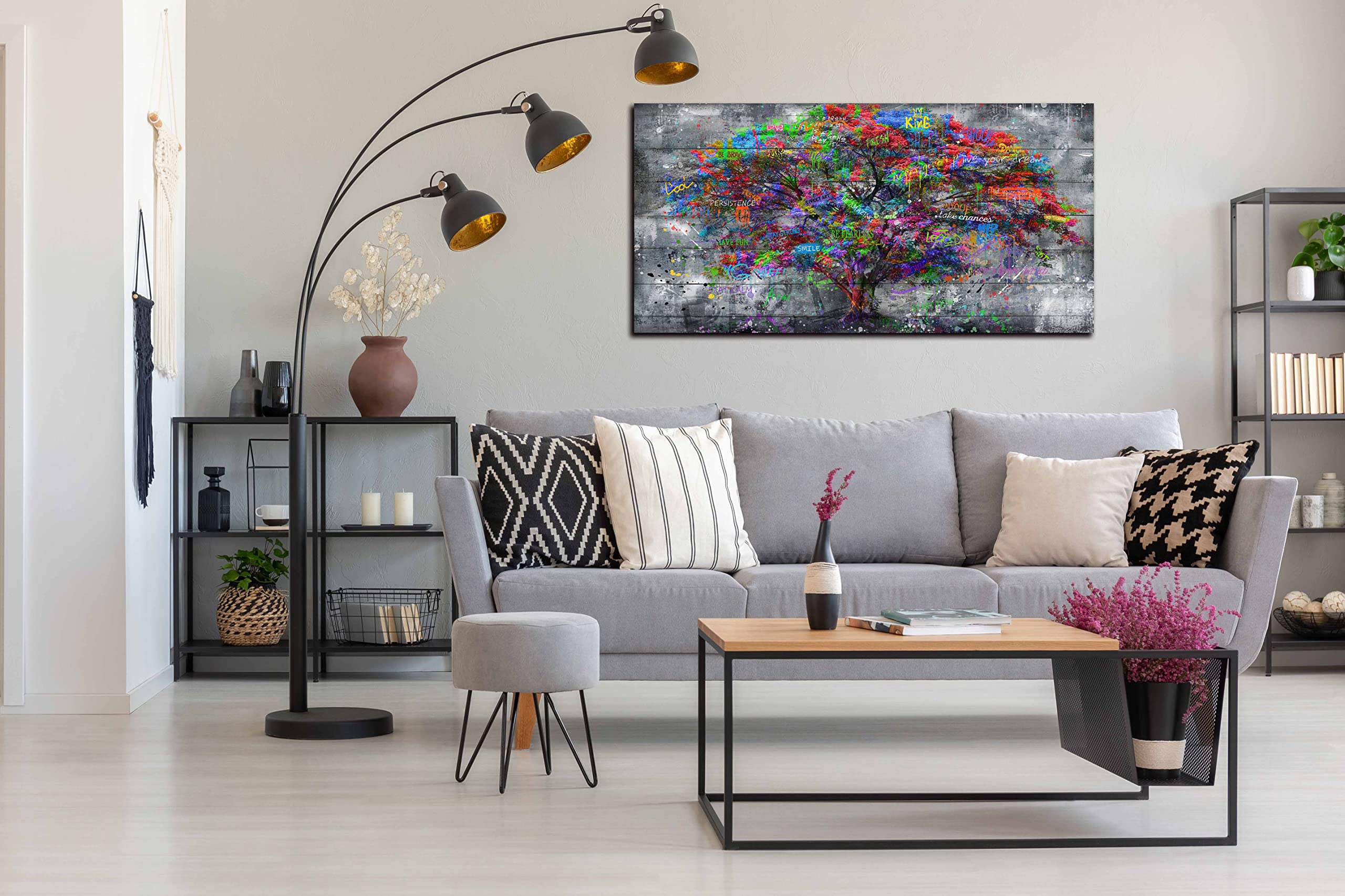 Sixttart Tree Large Canvas Wall-Art For Living Room - Graffiti Forest Wall Art - Abstract Modern Home Office Wall Decor Ready To