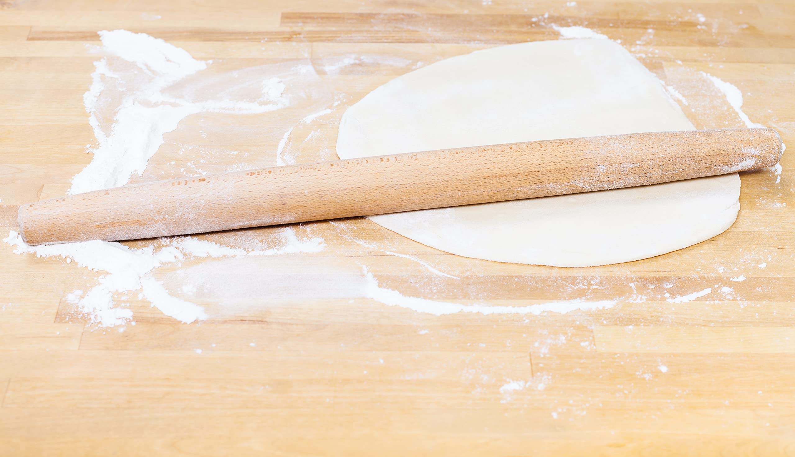 Makerstep French Wooden Rolling Pin 17 Inches, Natural Wooden Rolling Pin For Baking Pizza Dough, Cookie, Pastry, Pie Crust. Smo