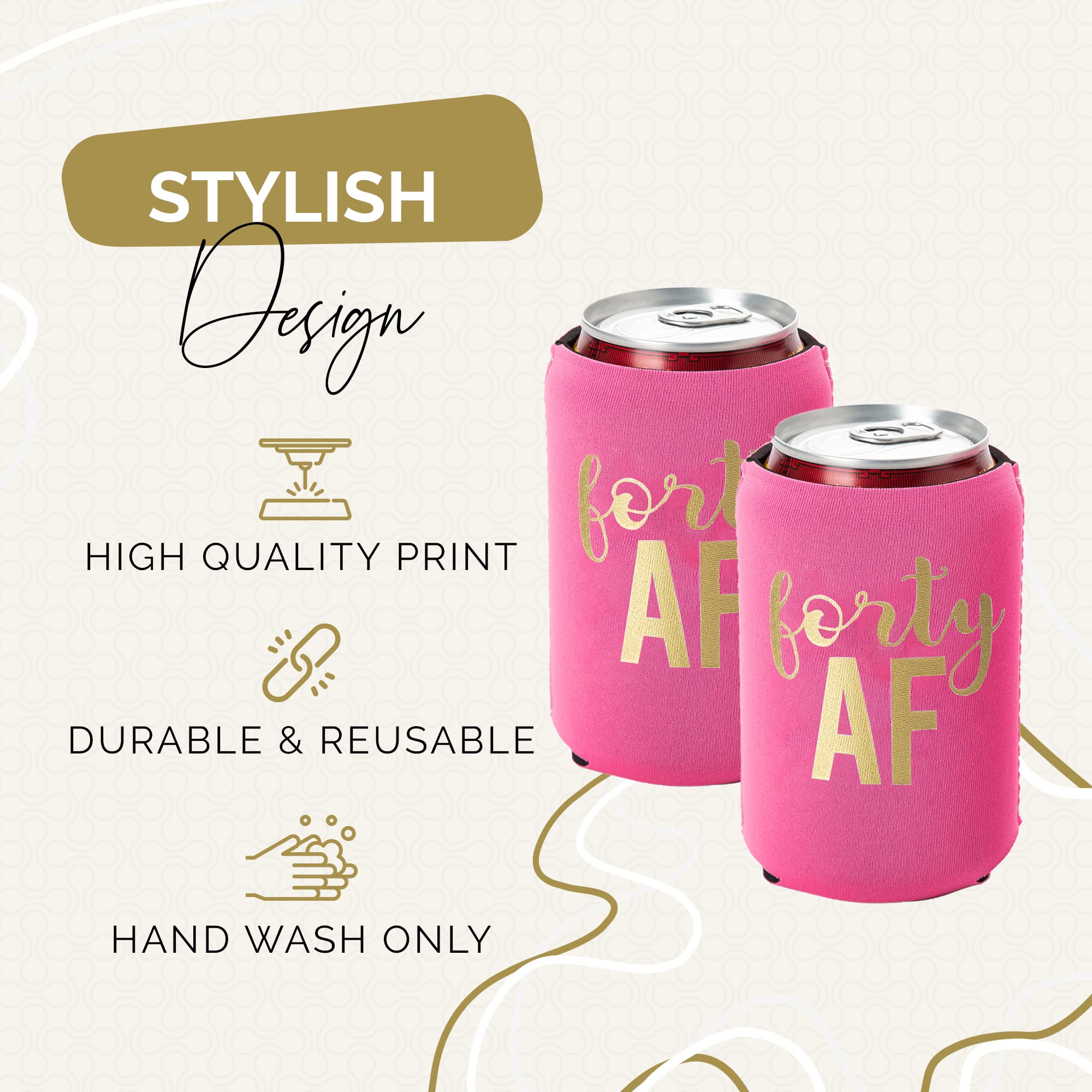Forty Af Can Coolers, Black And Gold 40Th Birthday Decorations Man, 40 Af Set Of 12 40Th Birthday Party Favors, Perfect 40Th Bir