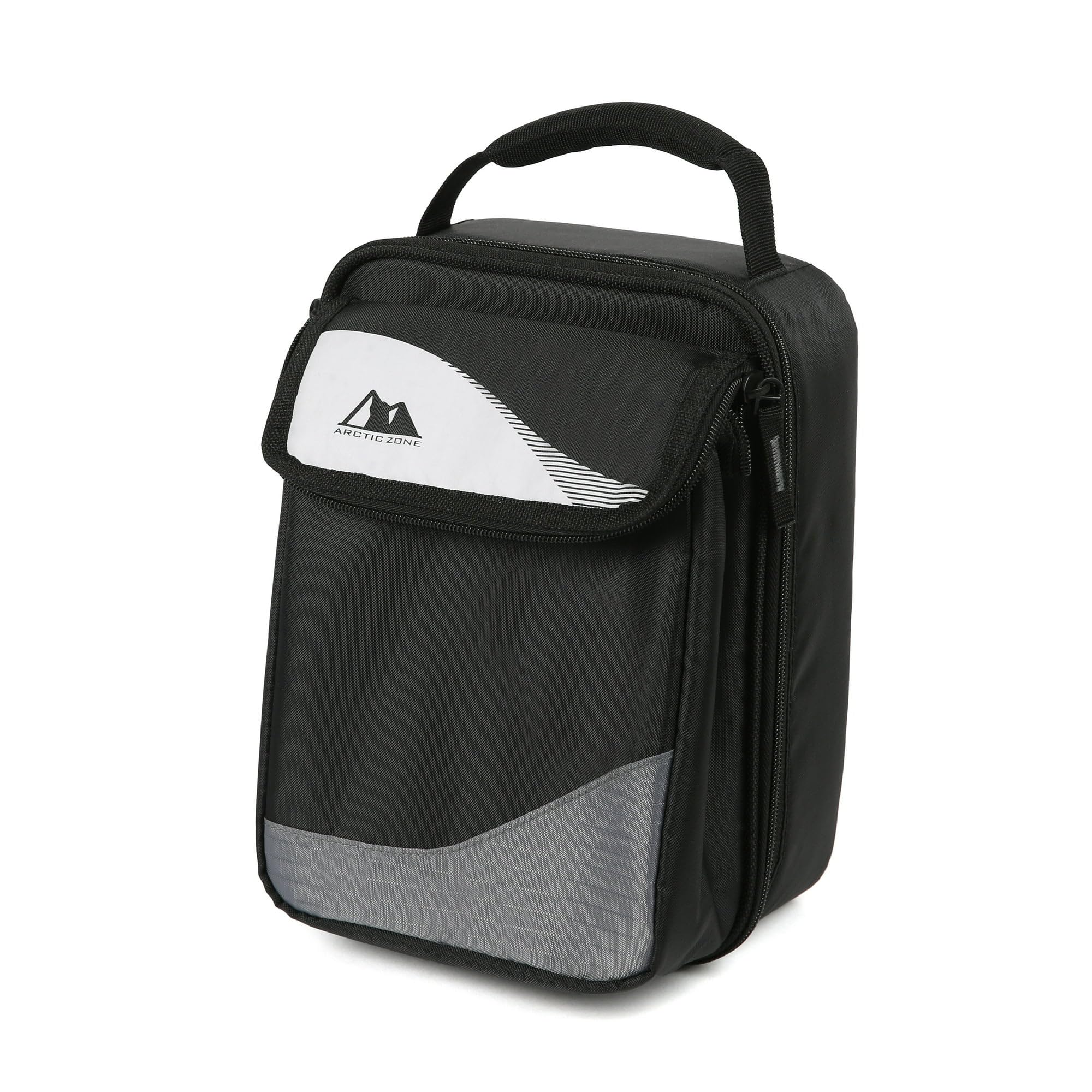 Arctic Zone Expandable Hardbody Lunch Box, Black/White | Insulated Upright Cooler With Hard Liner, Adjustable Divider, Easy Clea