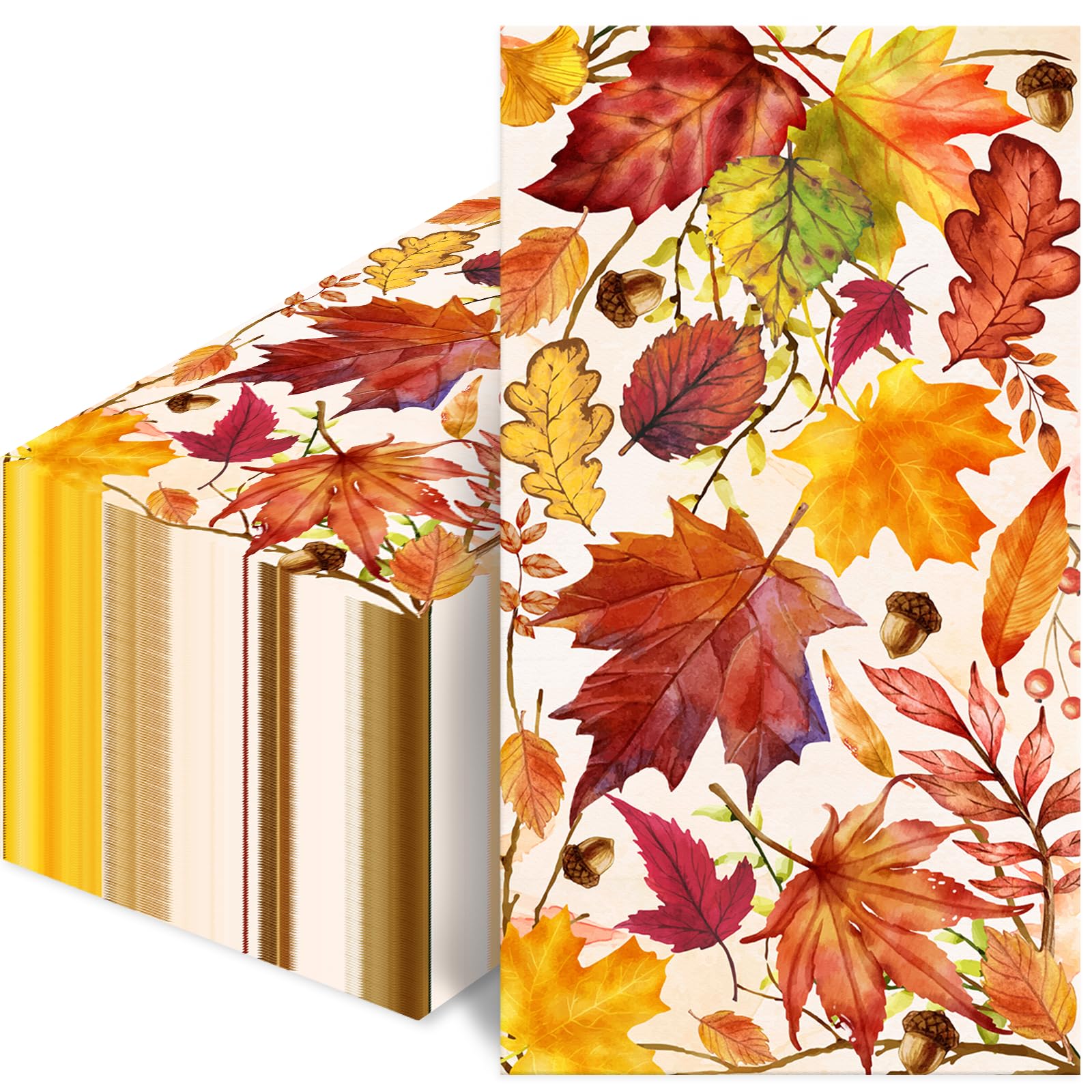 100 Count Fall Napkins, Maple Leaves Bathroom Disposable Hand Paper Towels, Thanksgiving Guest Napkins for Autumn Decor, Dinner 