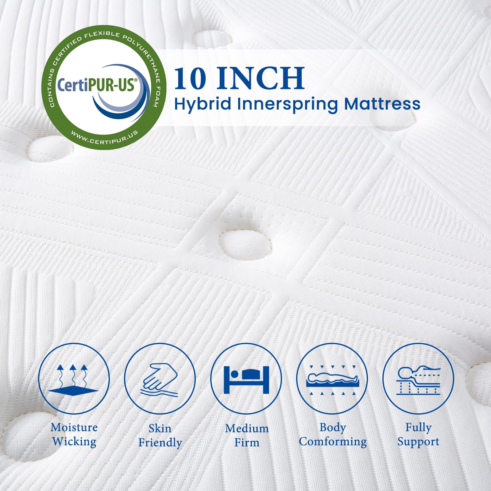 Coolvie Twin Mattress  10 Inch Twin Size Hybrid Mattress  Twin Mattress in A Box  Individual Pocket Springs with Memory Foam Layer Provide Motion Isolation & Cool Sleep  2023