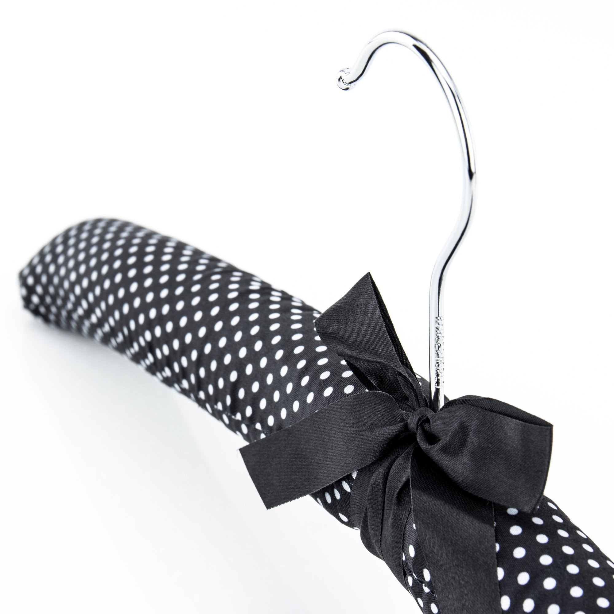 Hangerworld 5 Black And White Polka Dot 17Inch Satin Padded Top Garment Clothes Coat Hangers