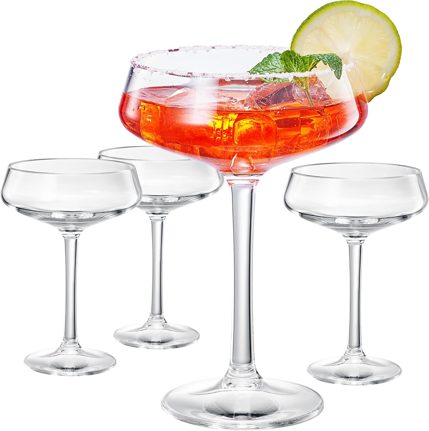 Acrylic Coupe Glasses – Set of 4 Stemmed 8 oz Clear Cocktail Glasses