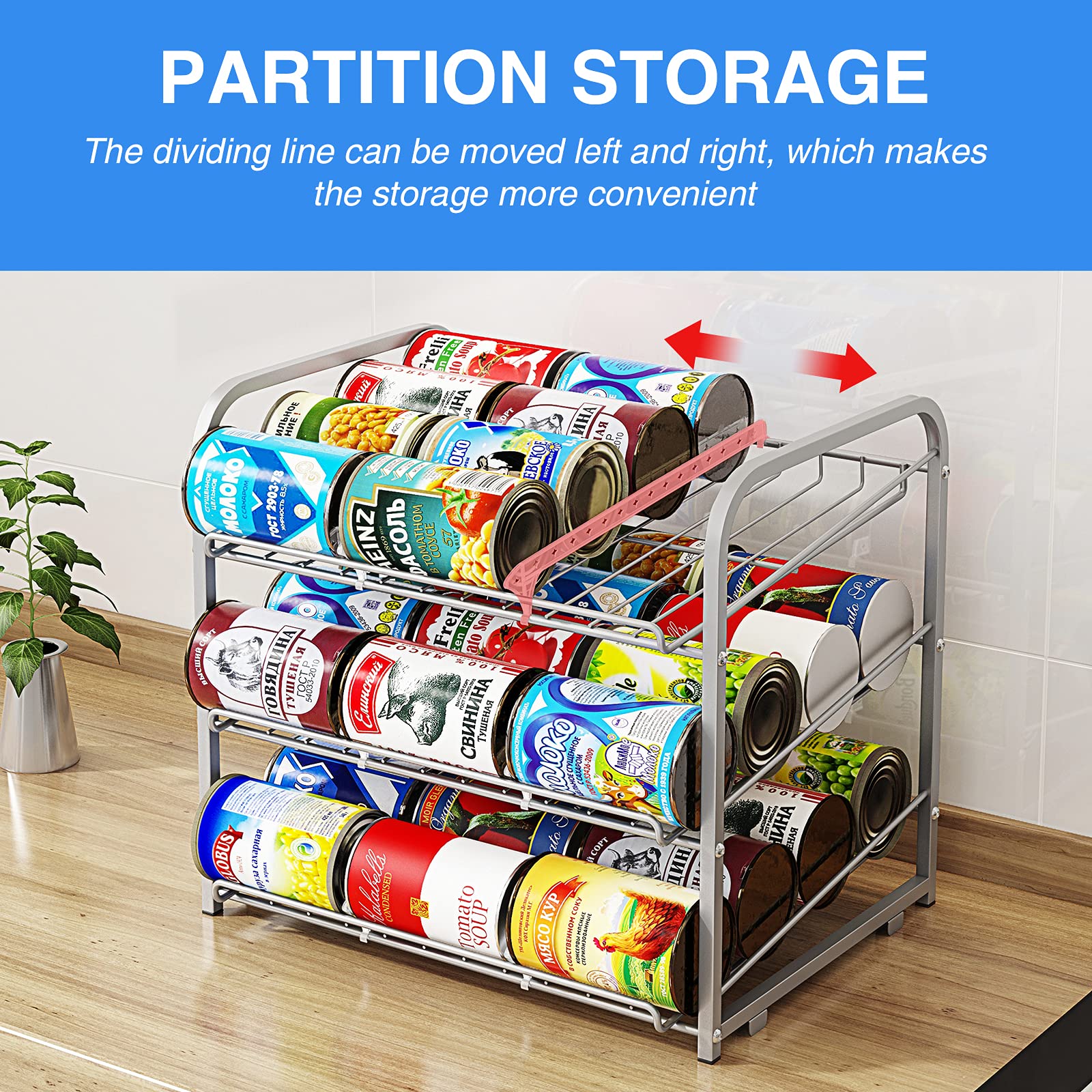Aiyaka Can Rack Organizer, 3 Tier Stackable Can Storage Dispenser, For Food Storage, Kitchen Cabinets Or Pantry, Storage For 36