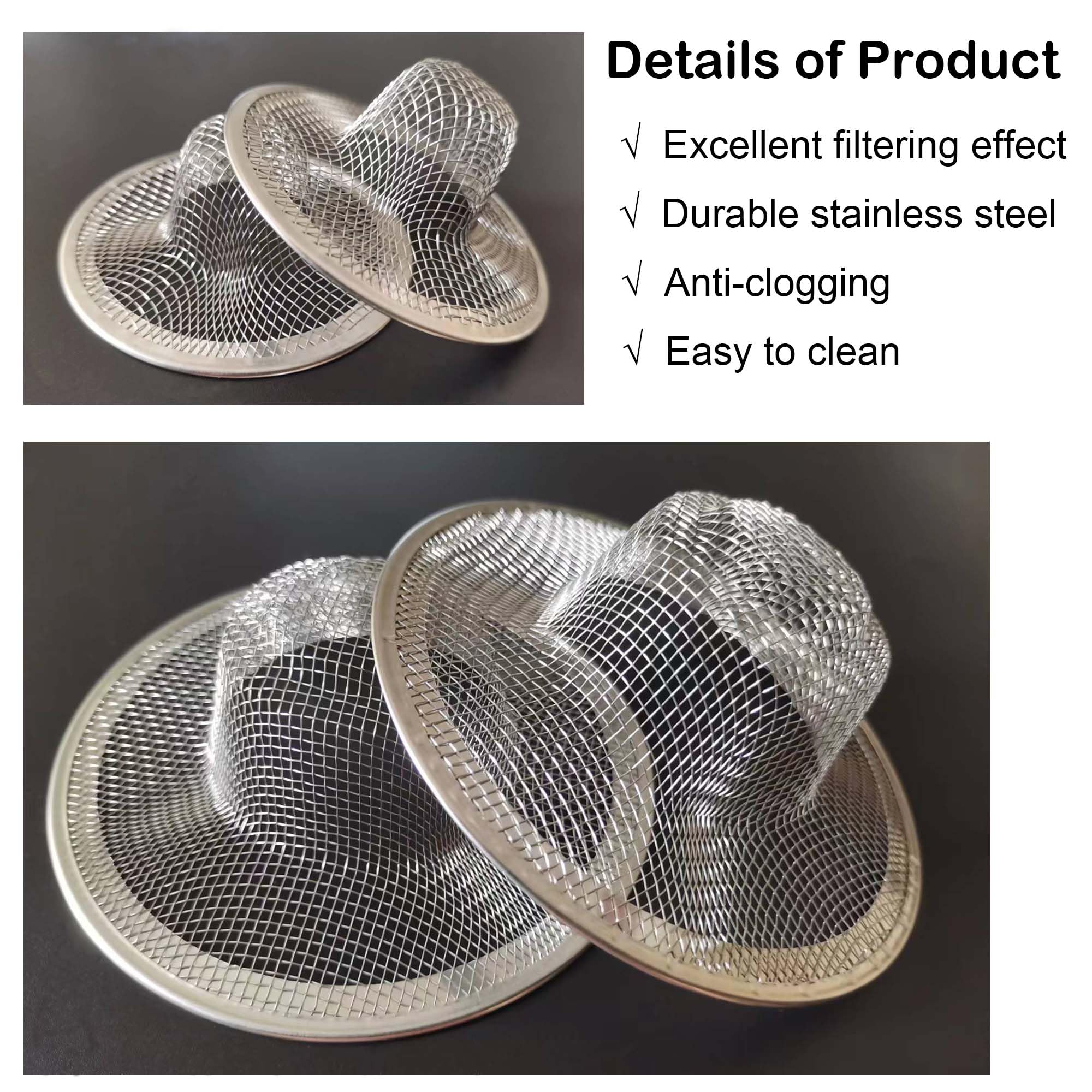 20Pcs Stainless Steel Slop Basket Filter Trap, 2.75'' & 4.41'' Bathroom Sink Drain Strainer Mesh, Mesh Drain Cover Drain Sink Sc