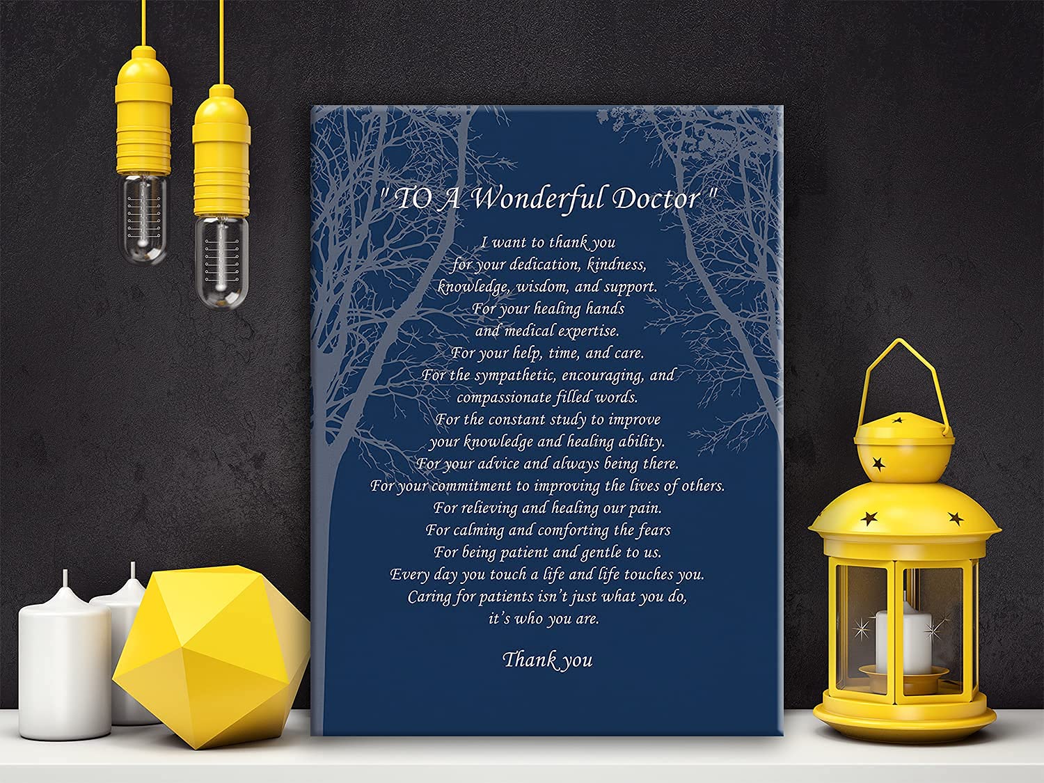 Doctor Gifts For Women Men Frame,A Wonderful Doctor Poem Poster Canvas Wall Art Painting Ready To Hang For Home/Office/Living Ro